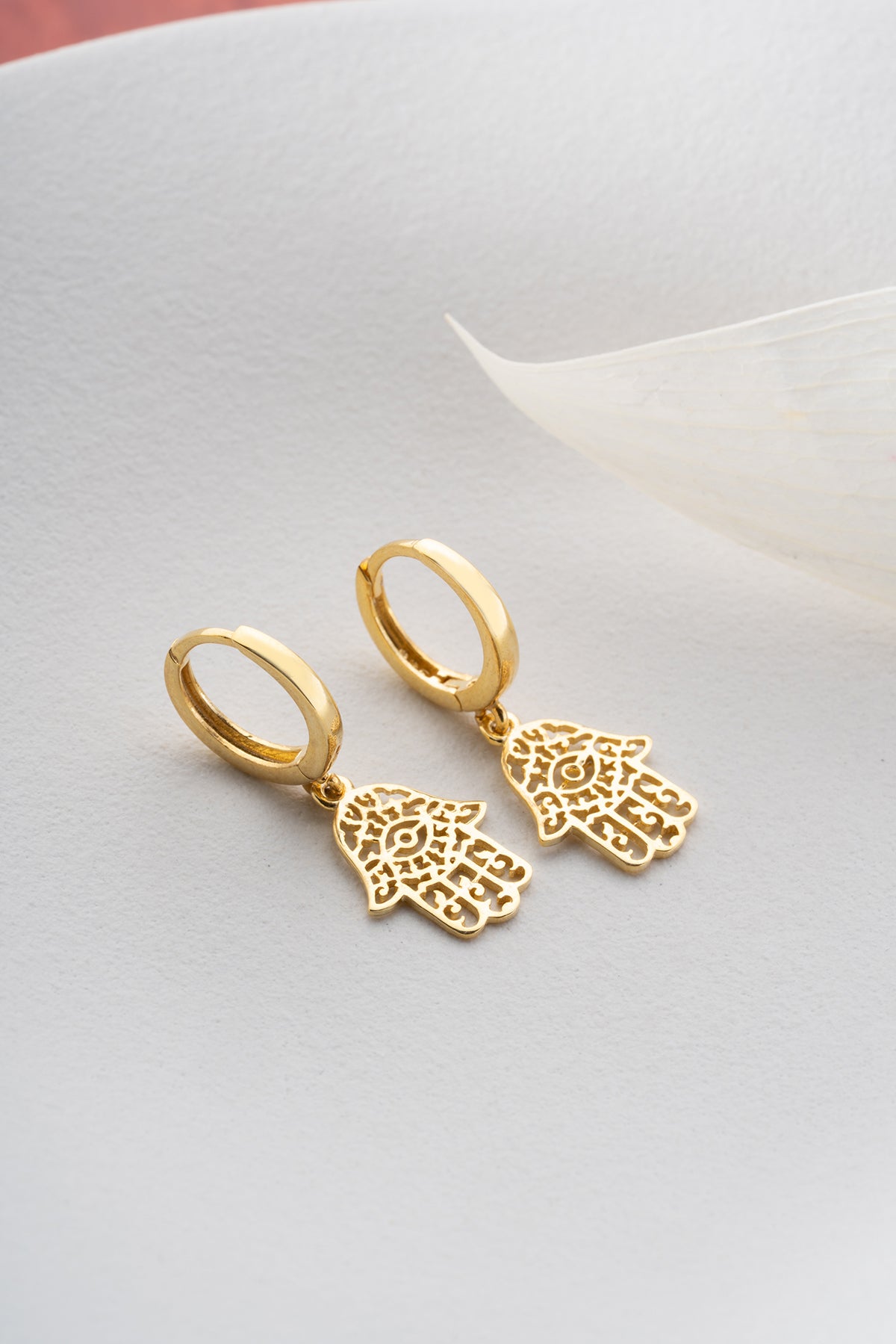 Hamsa Hand Filigree Drop Earrings
