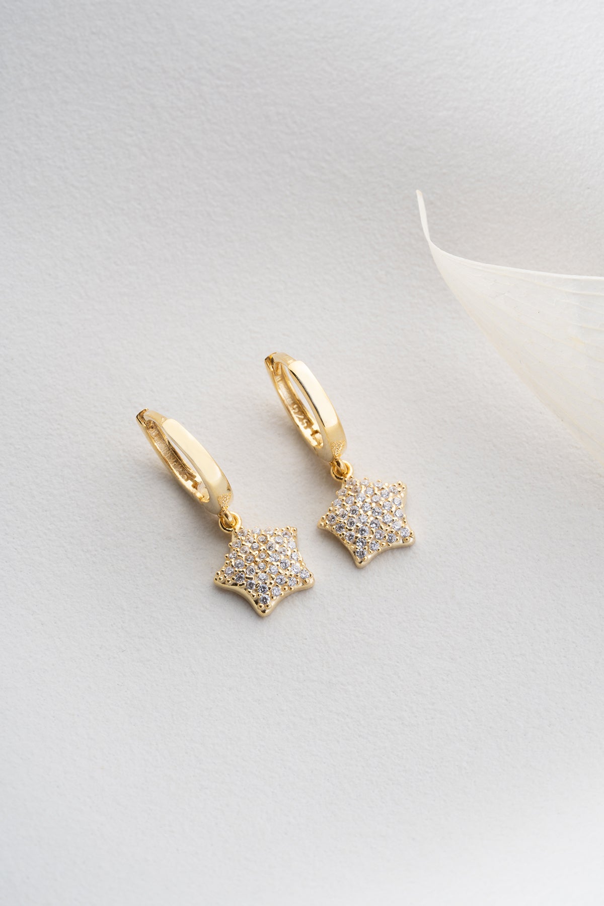Pave Star Charm Huggie Earrings