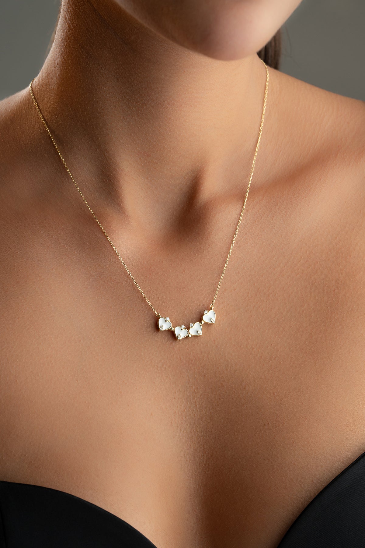 White Clover Heart Pendant Necklace