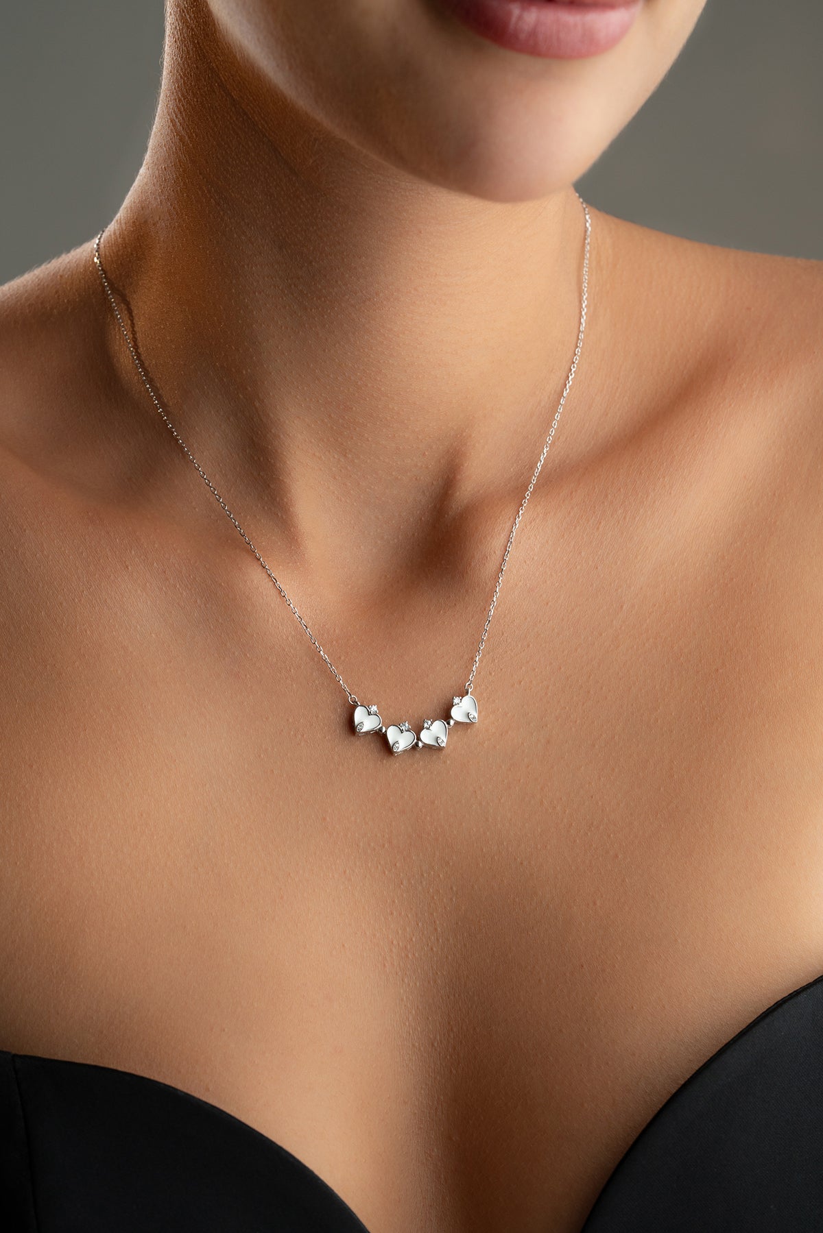 White Clover Heart Pendant Necklace