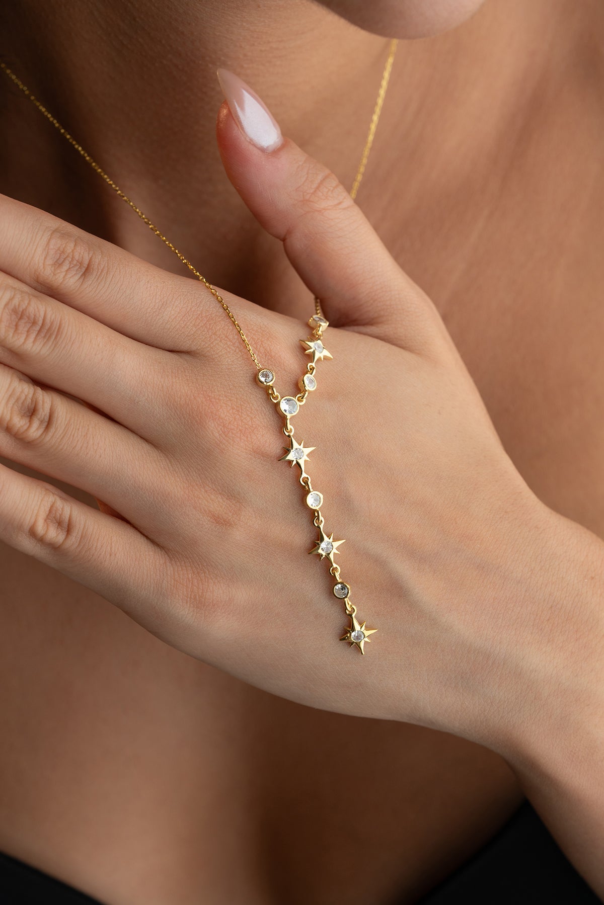 Celestial Starburst Lariat Necklace