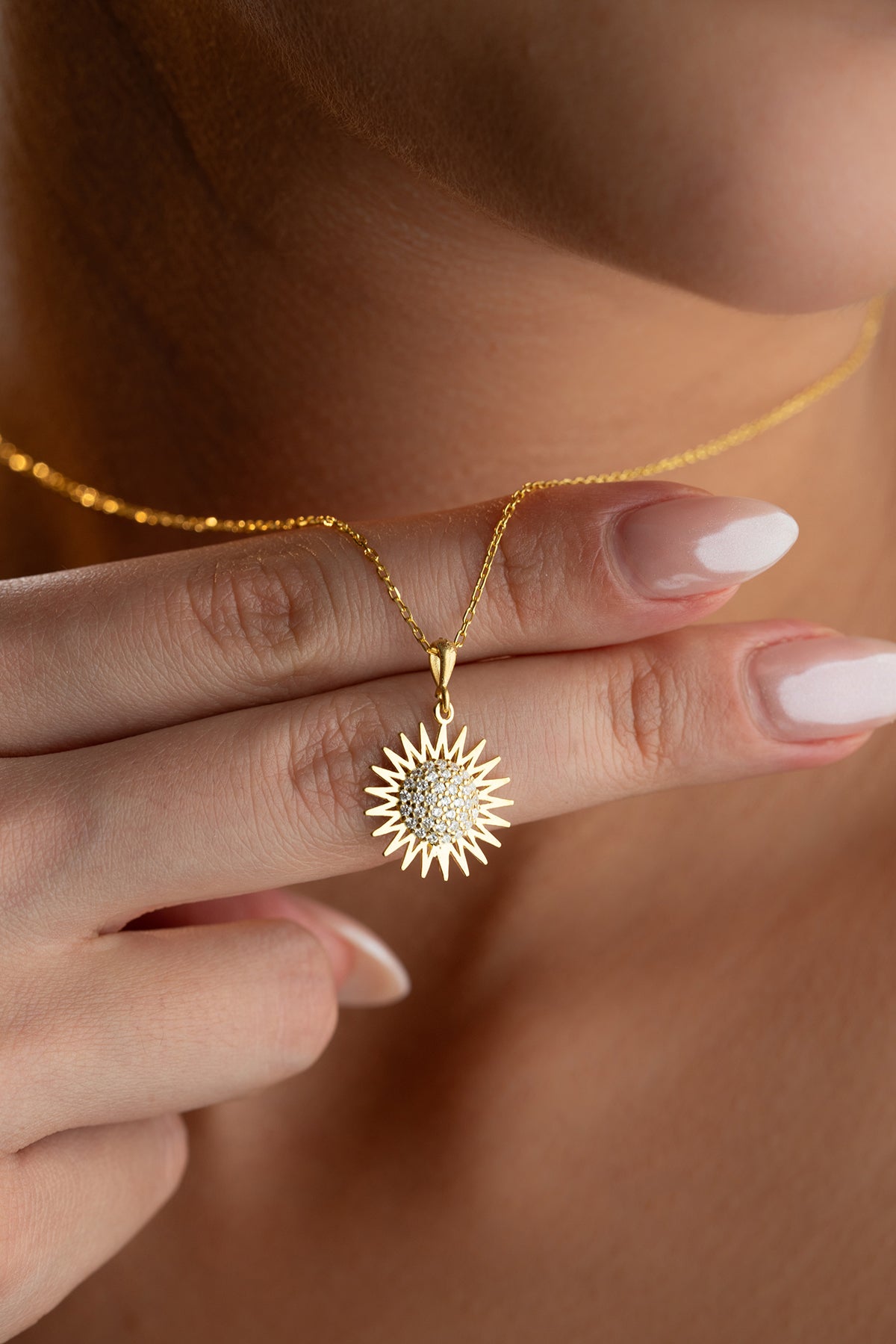 Sunburst Pave Pendant Necklace