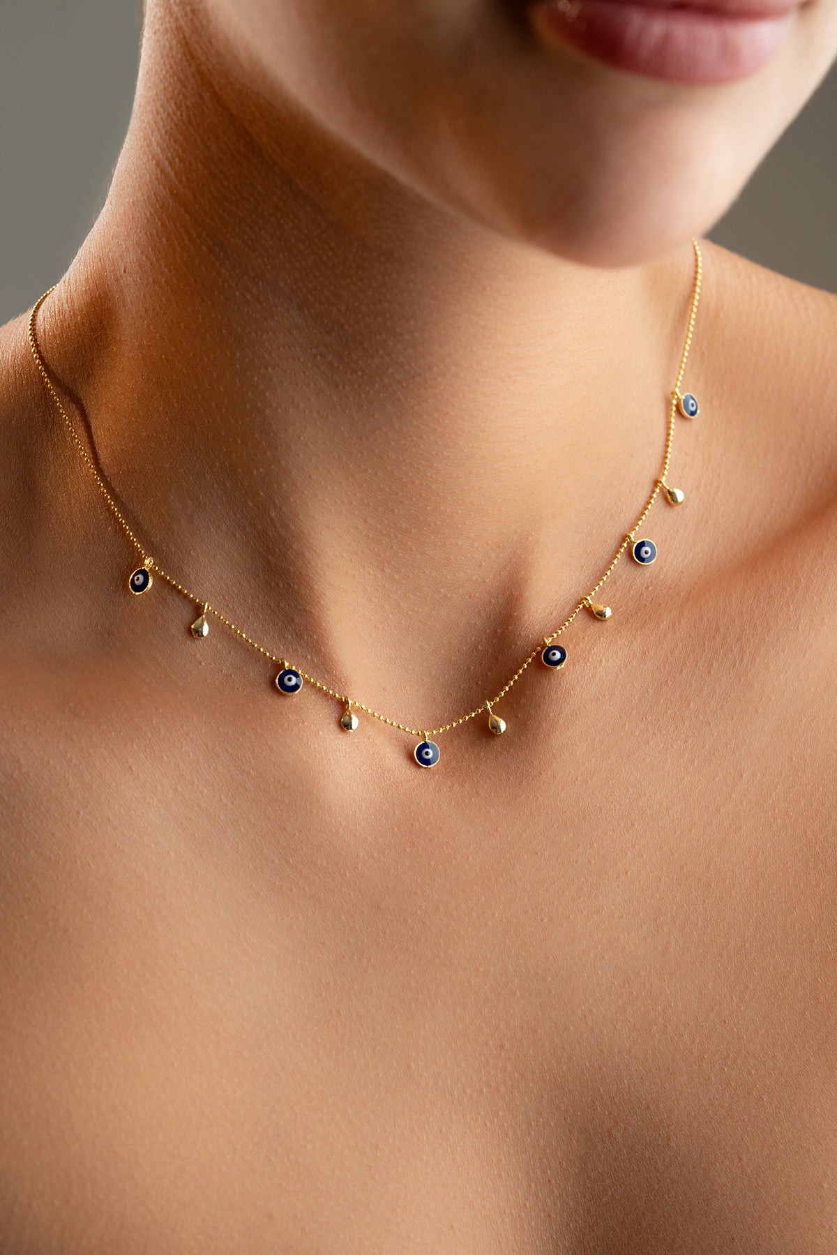 Layered Evil Eye Teardrop Necklace