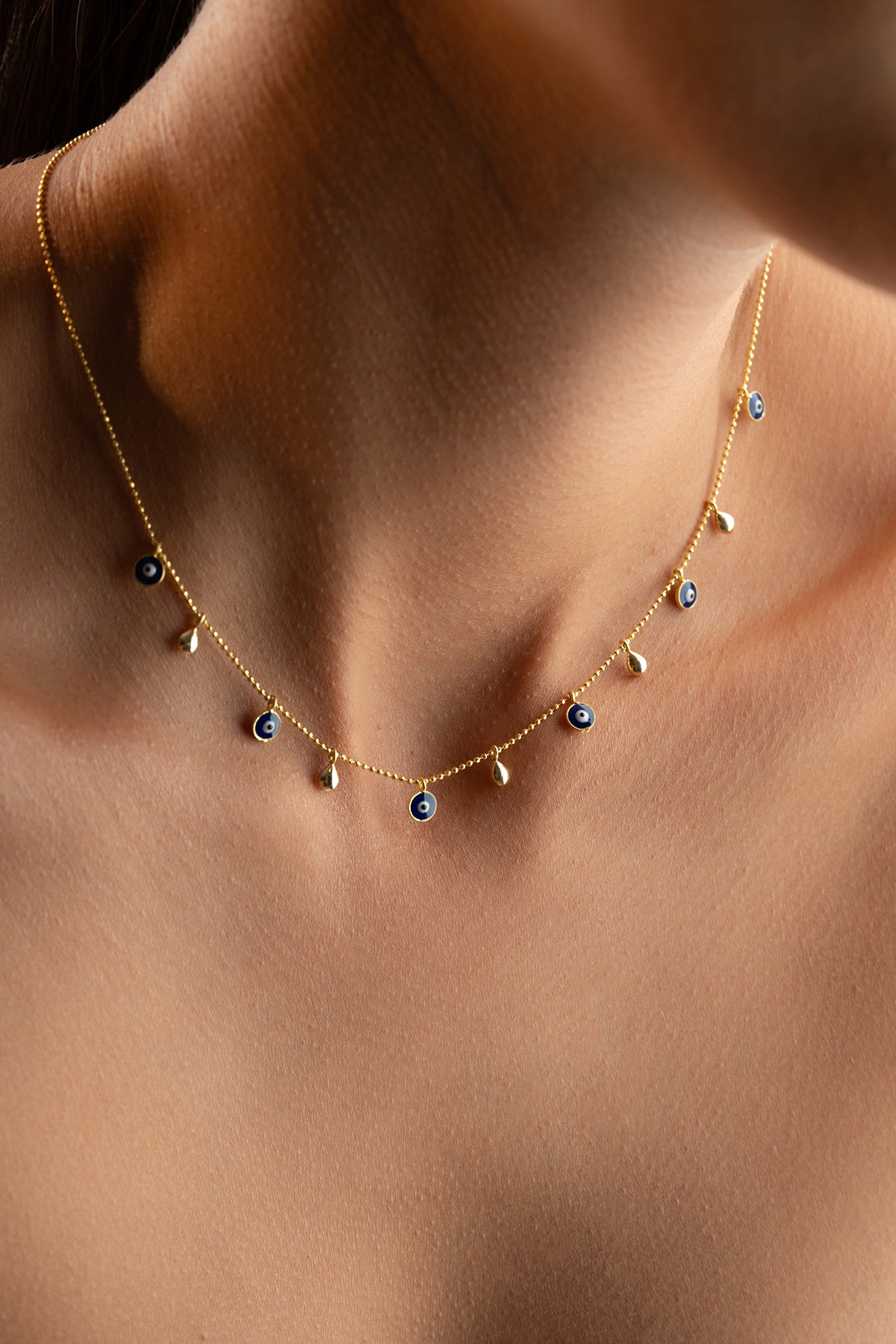 Layered Evil Eye Teardrop Necklace