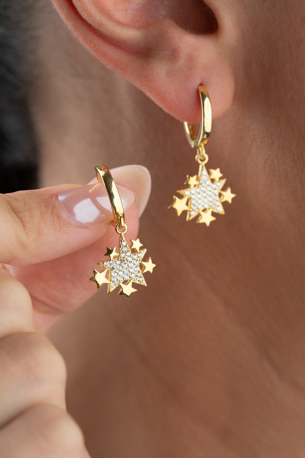 Star Cluster Huggie Earrings