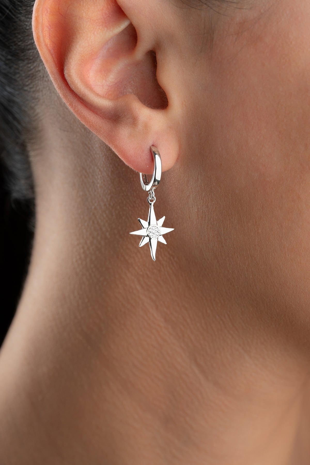 North Star Drop Huggie Earrings