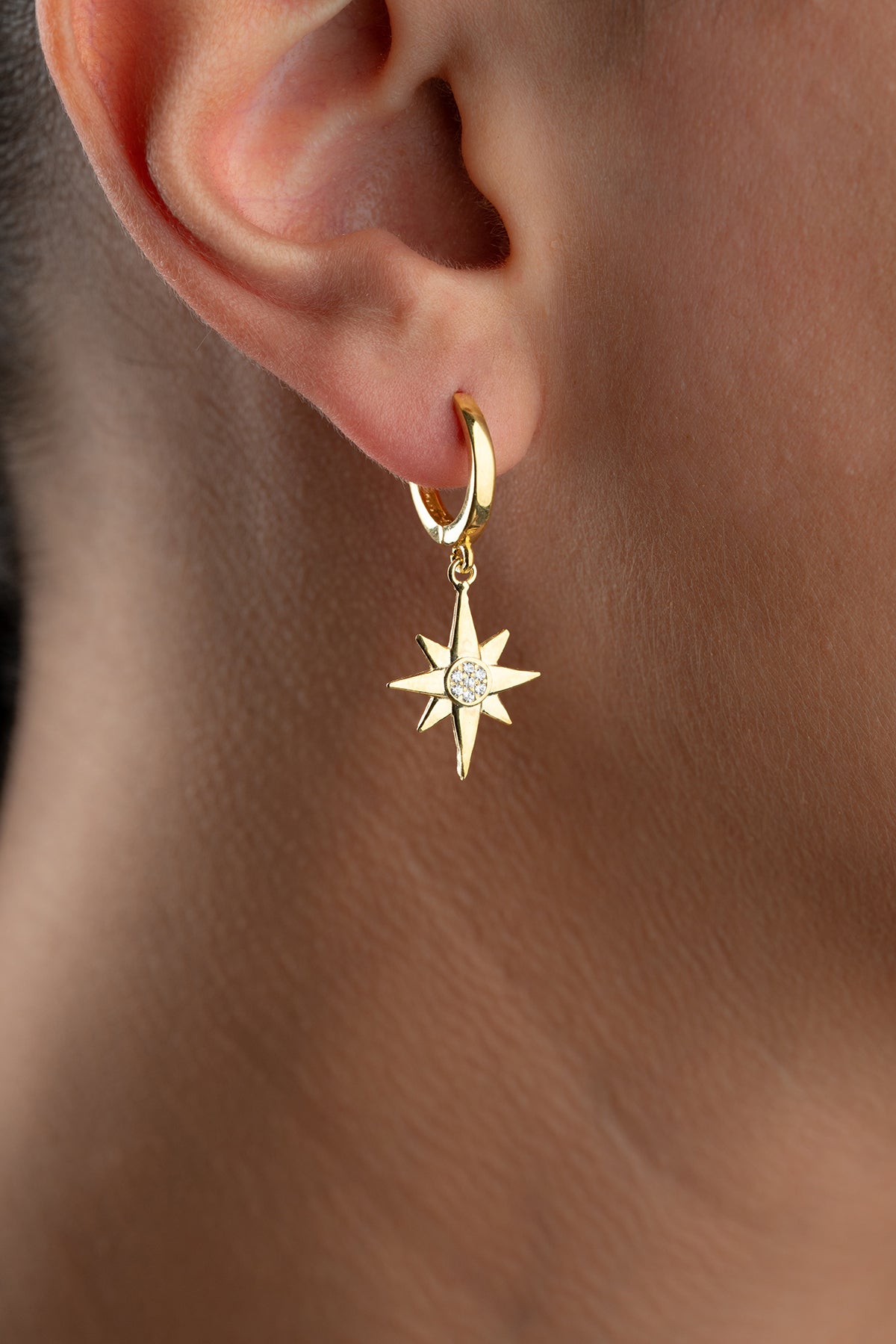 North Star Drop Huggie Earrings