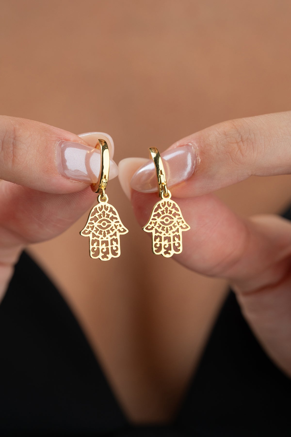 Hamsa Hand Filigree Drop Earrings