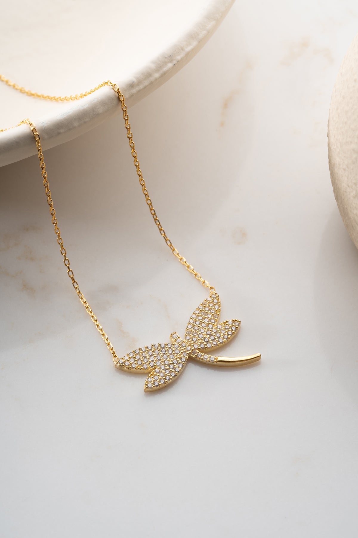 Pave Crystal Dragonfly Necklace