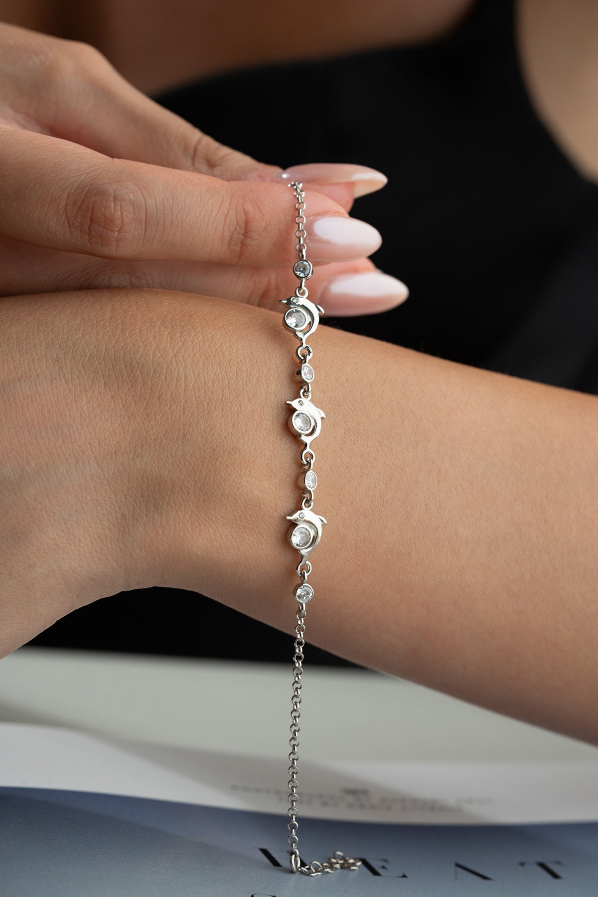 Dolphin Charm Station Bracelet
