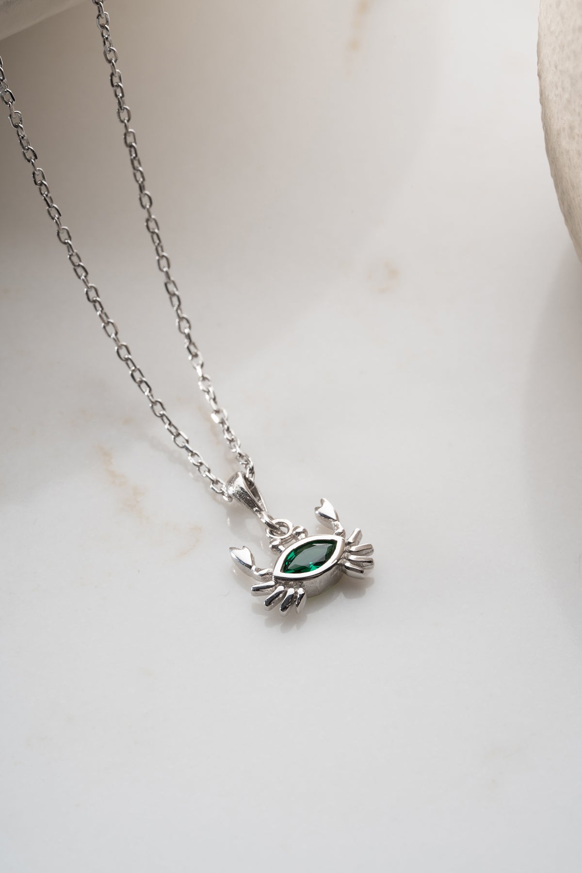 Green Crystal Crab Pendant Necklace