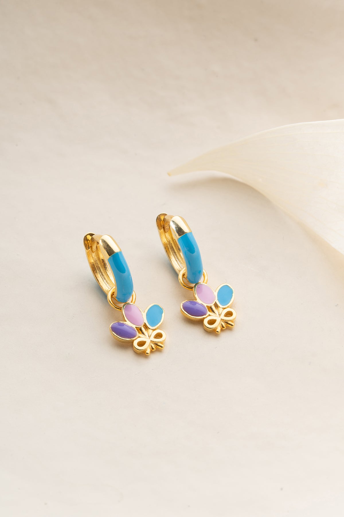 Colorful Enamel Butterfly Hoop Earrings