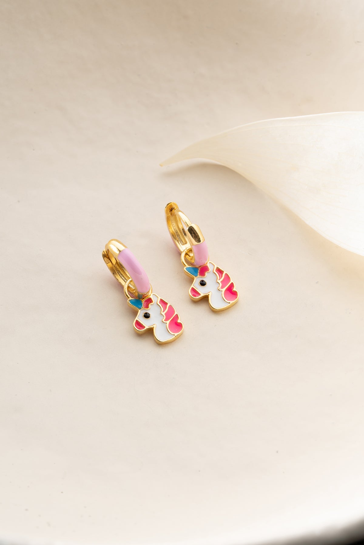 Unicorn Charm Huggie Hoop Earrings