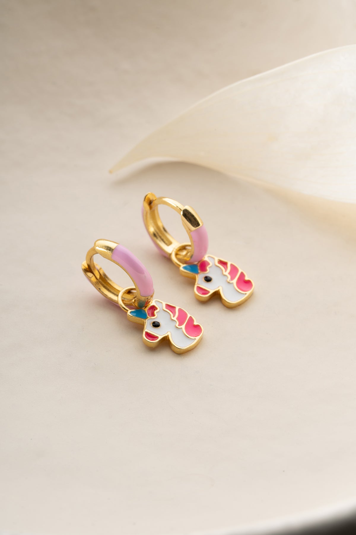 Unicorn Charm Huggie Hoop Earrings