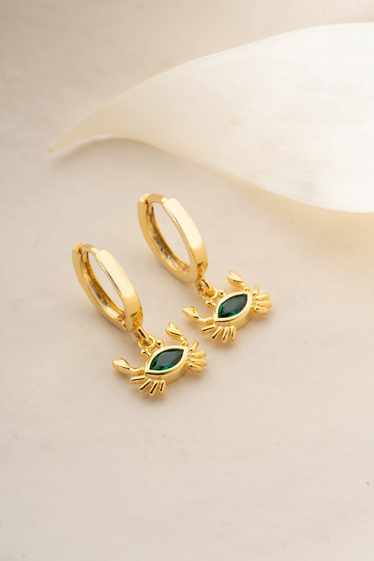Crab Charm Huggie Hoop Earrings