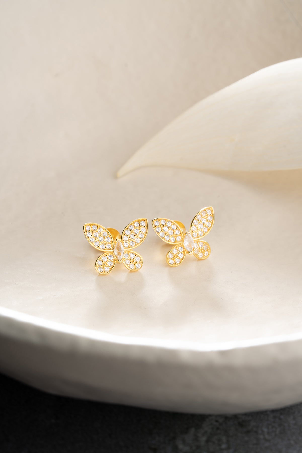 Pave Crystal Butterfly Stud Earrings