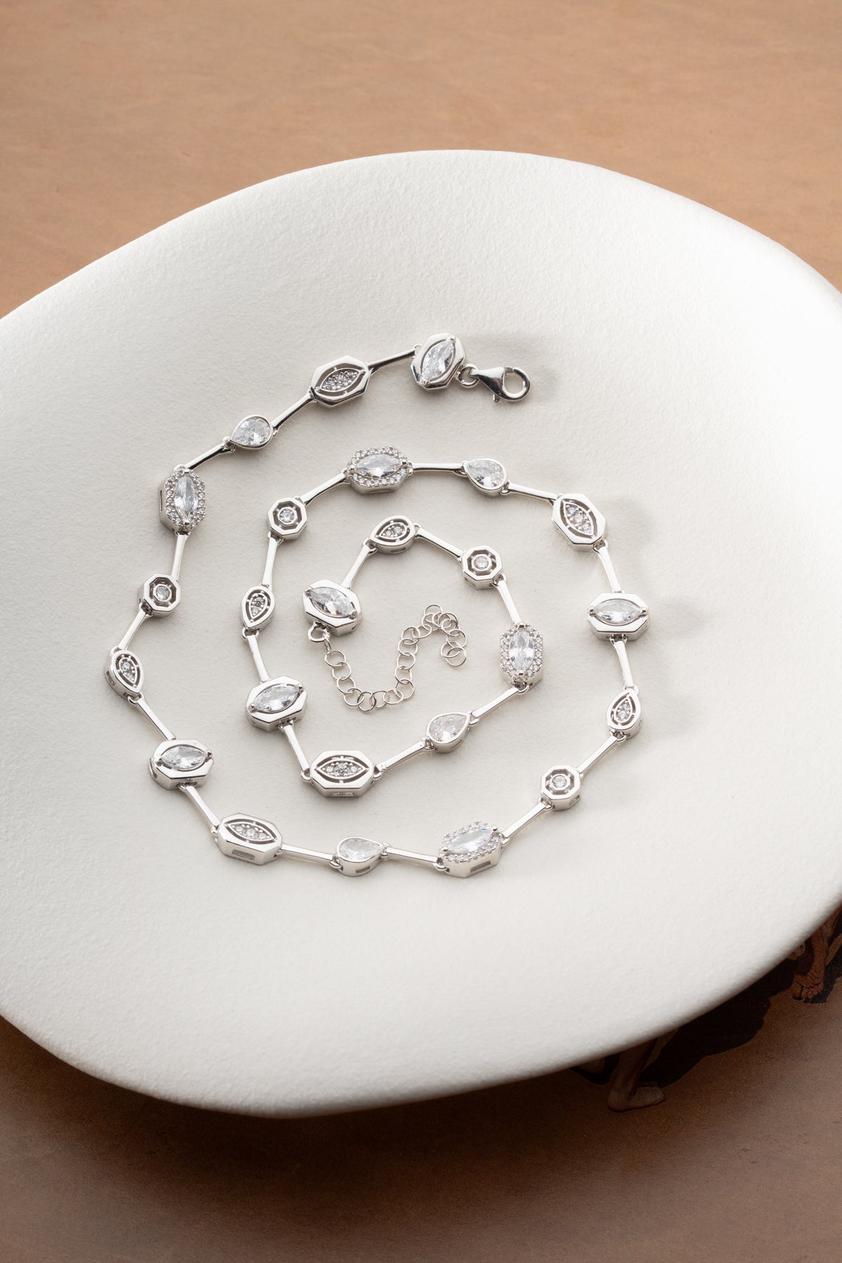 Gold Bezel Crystal Station Necklace
