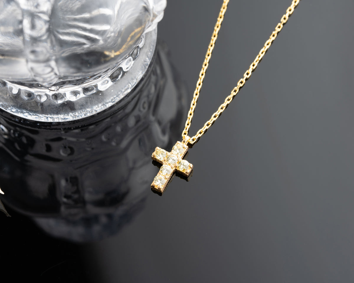 Delicate Pave Birthstone Cross Necklace