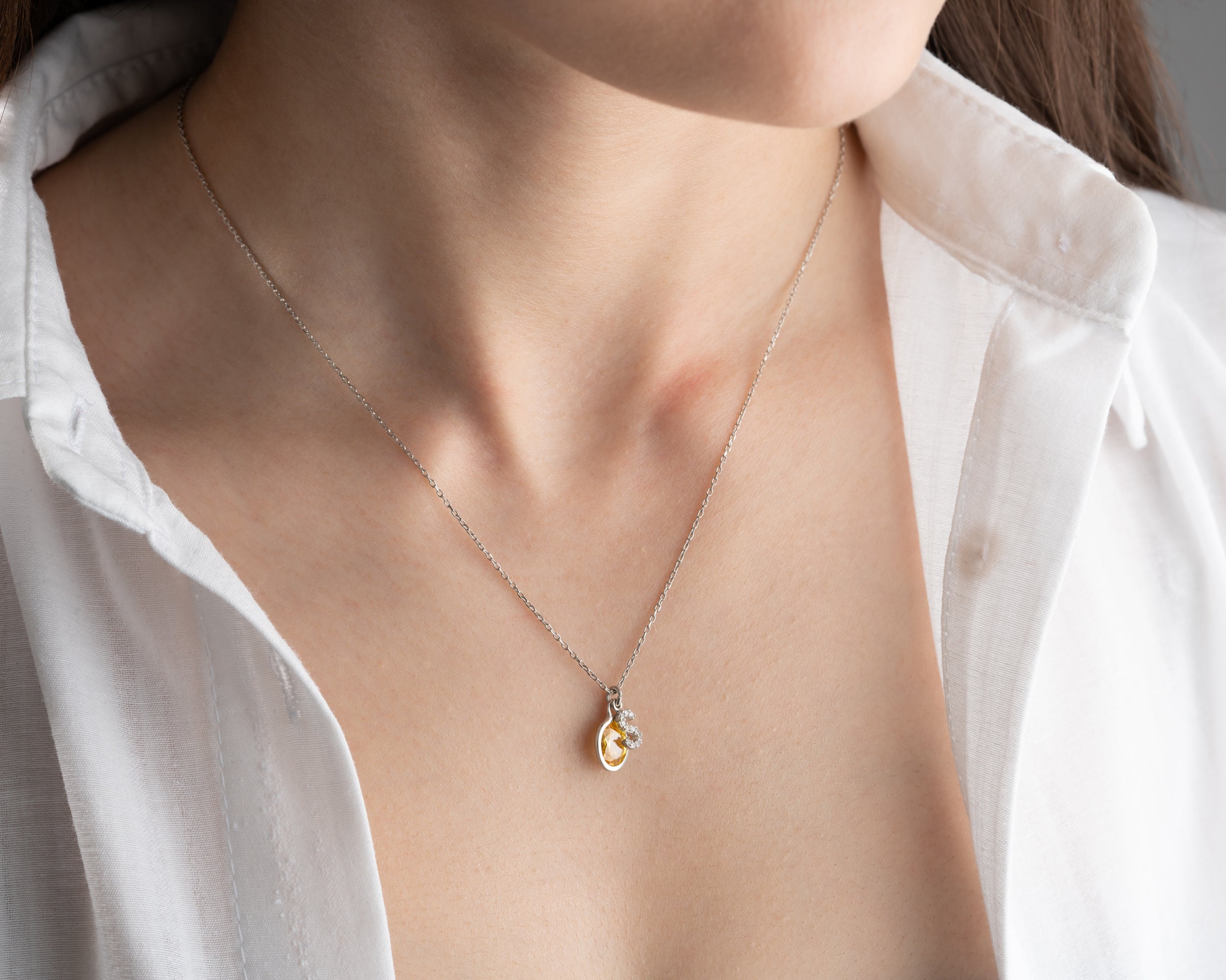 Custom Letter Birthstone Charm Necklace