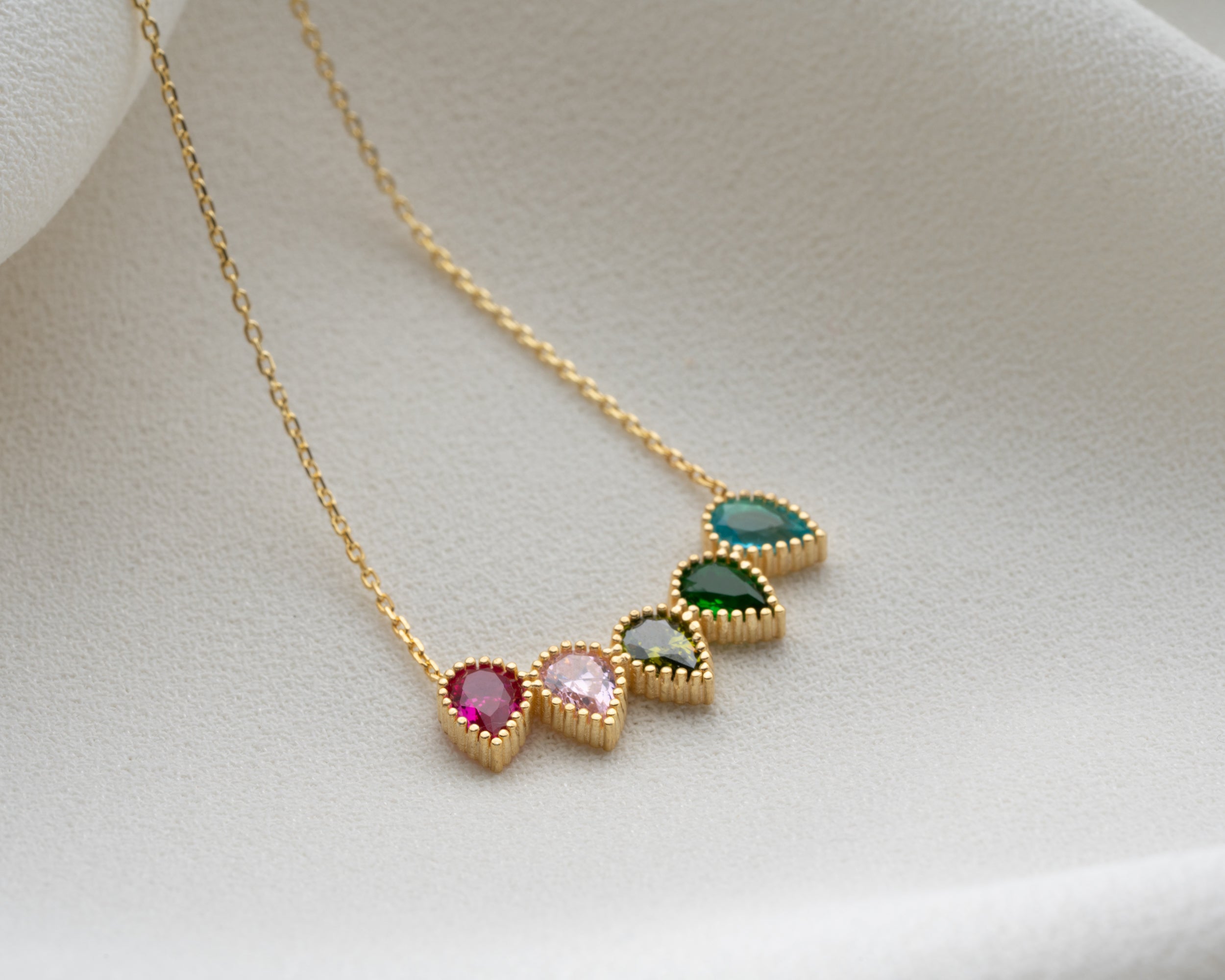 Custom Family Birthstone Row Necklace