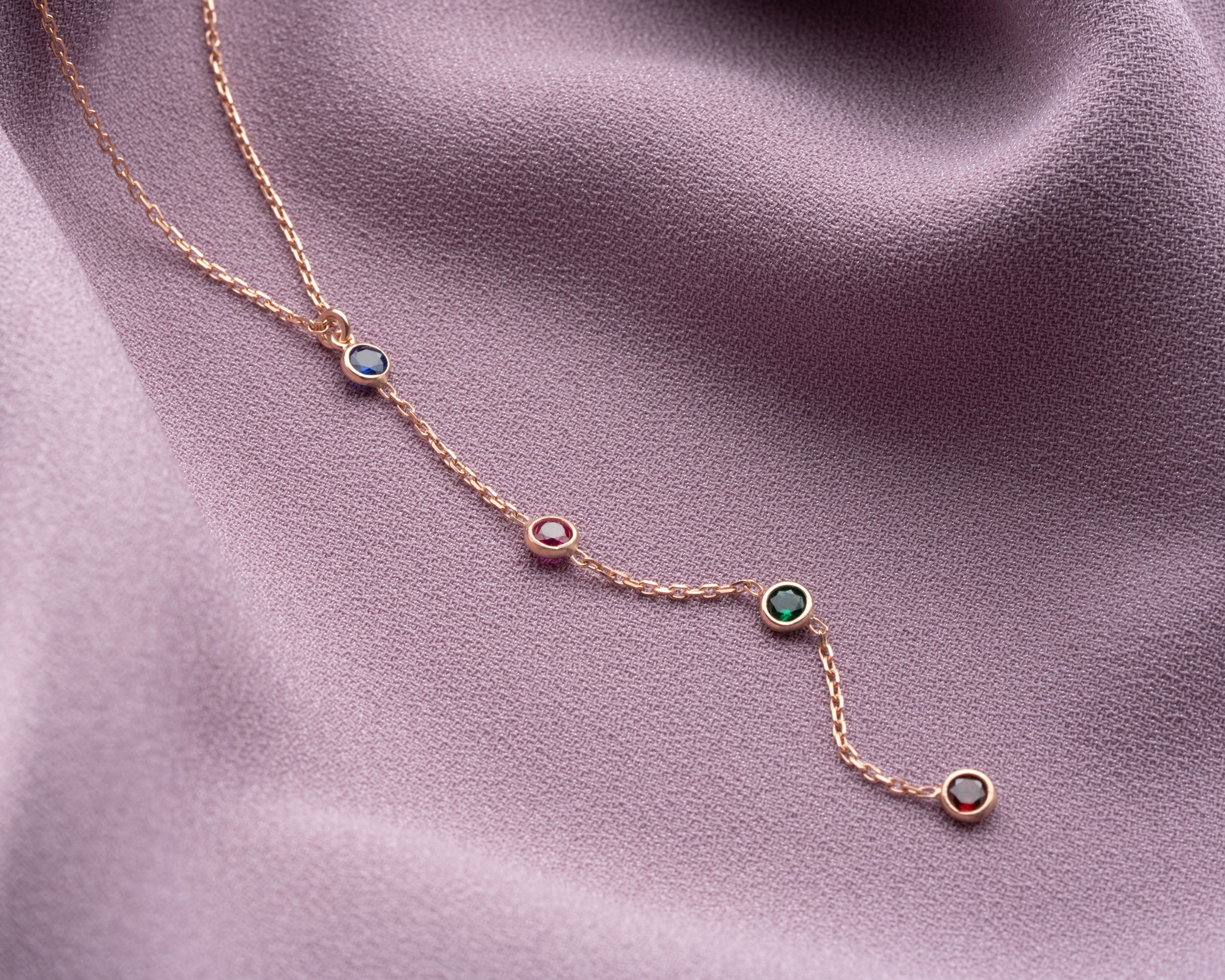 Birthstone Family Lariat Necklace