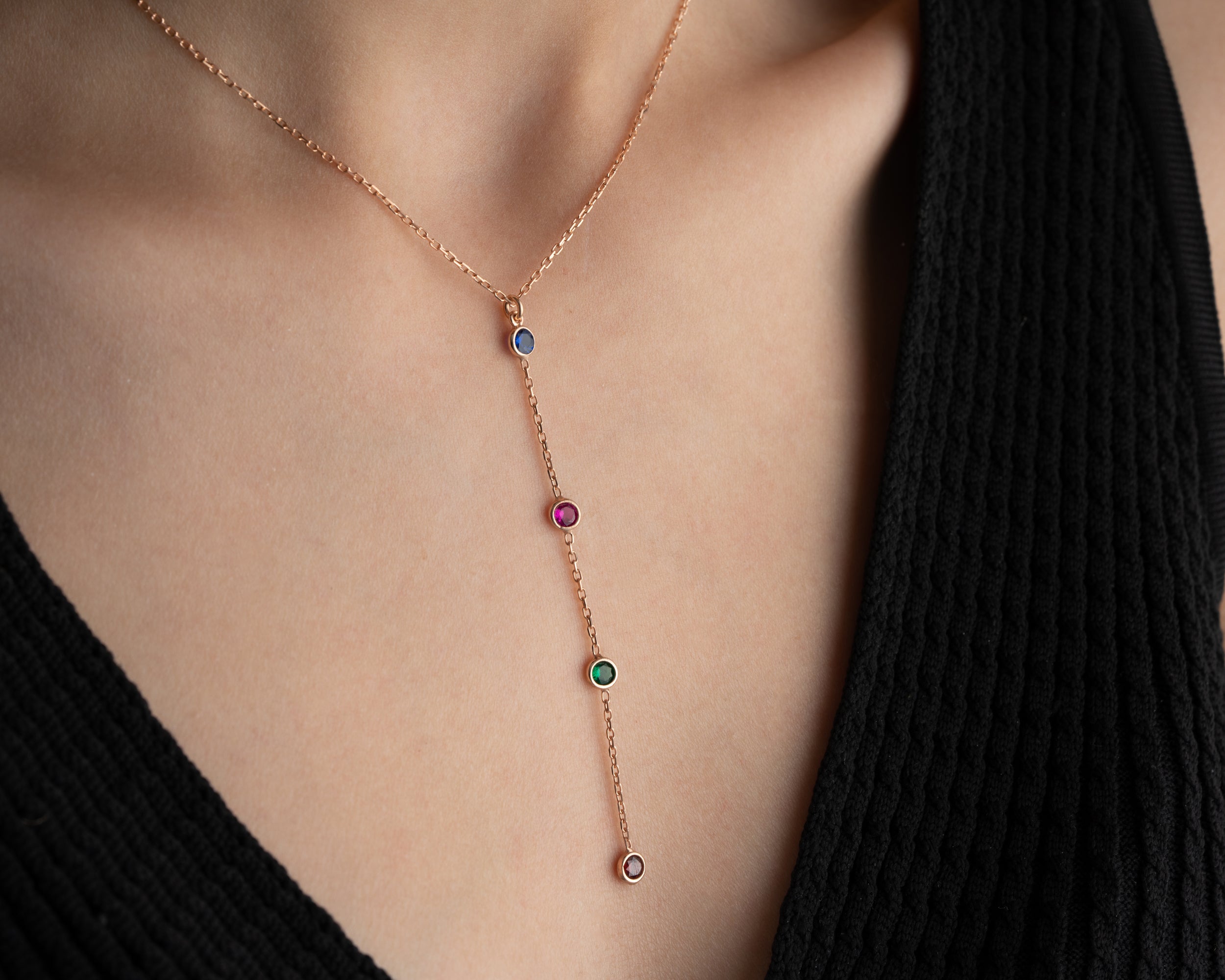 Birthstone Family Lariat Necklace