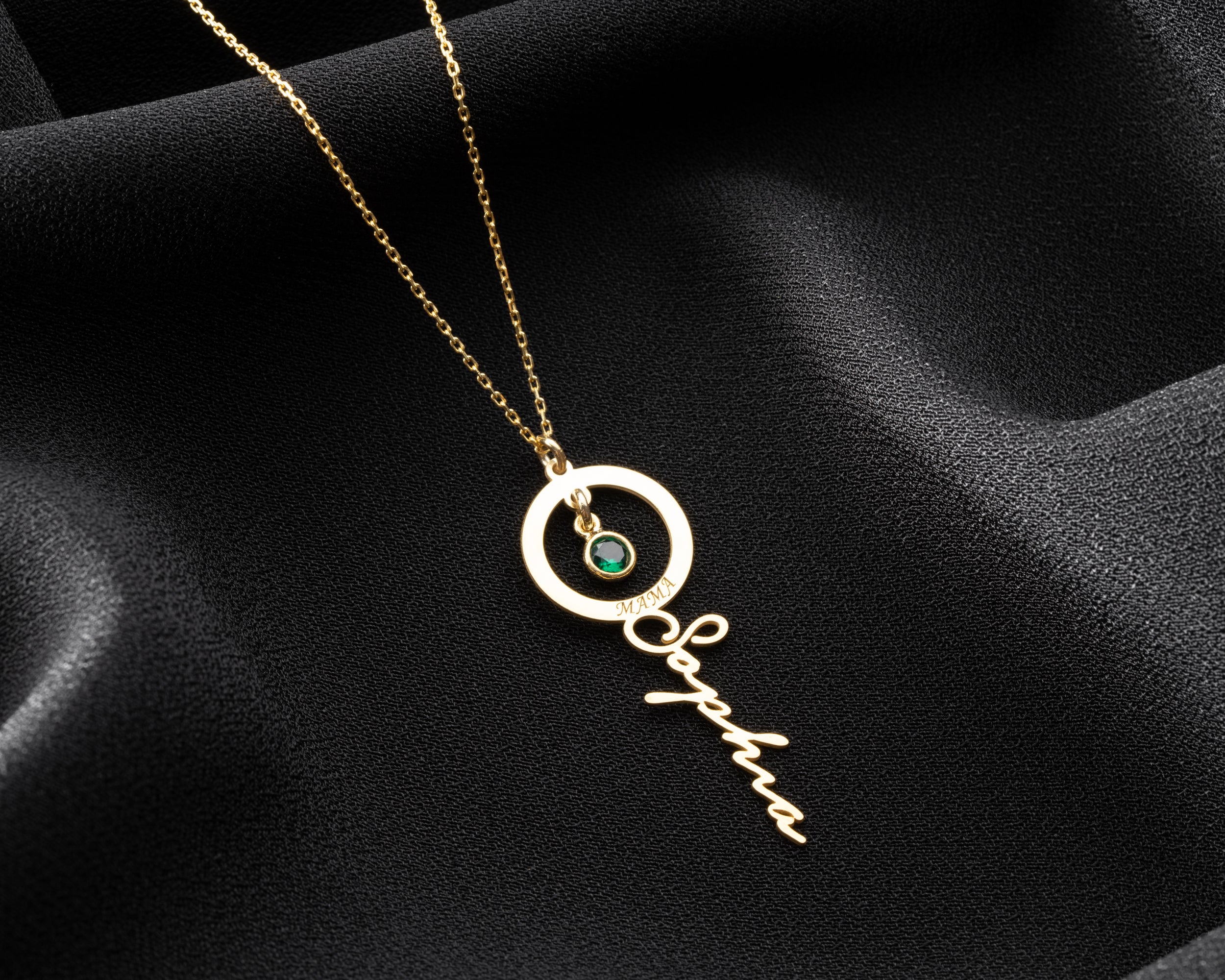 Mama Name and Birthstone Necklace