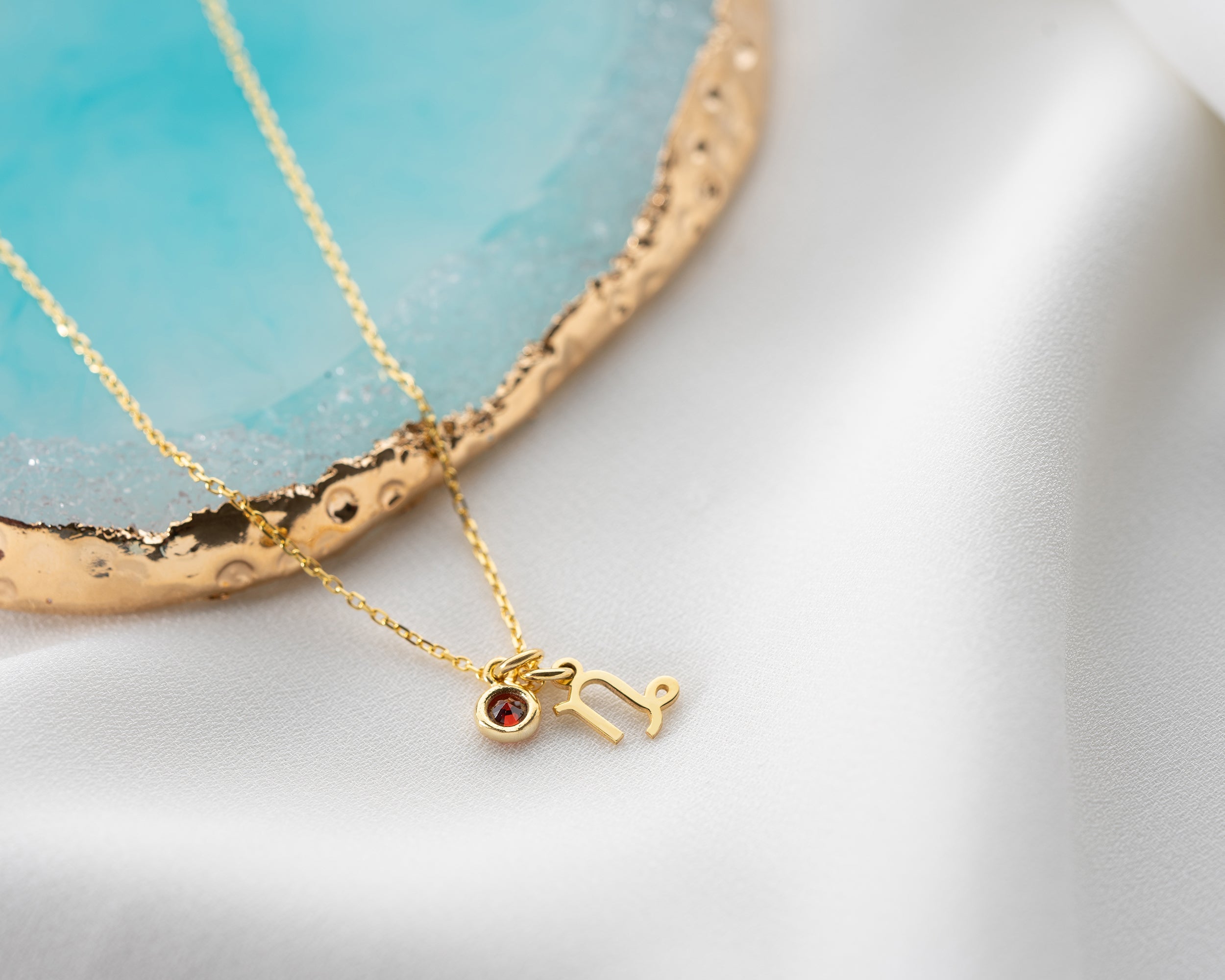 Zodiac Sign and Birthstone Necklace