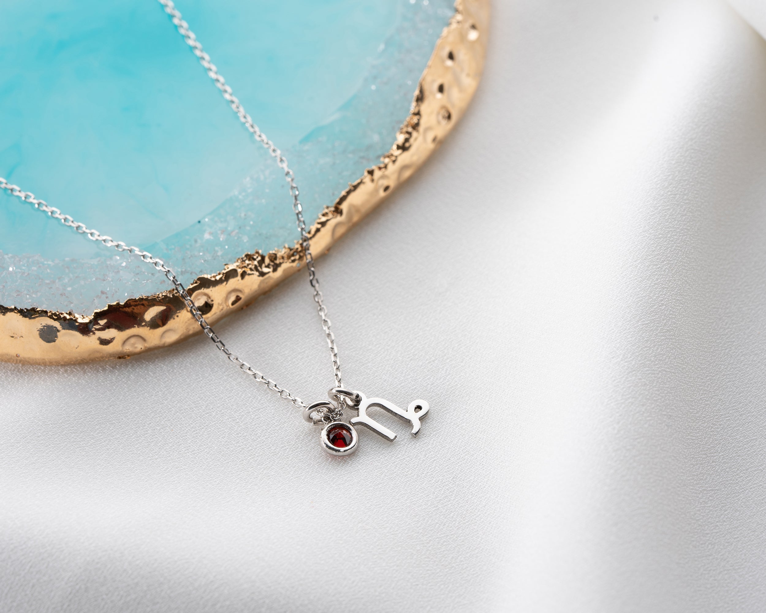 Zodiac Sign and Birthstone Necklace