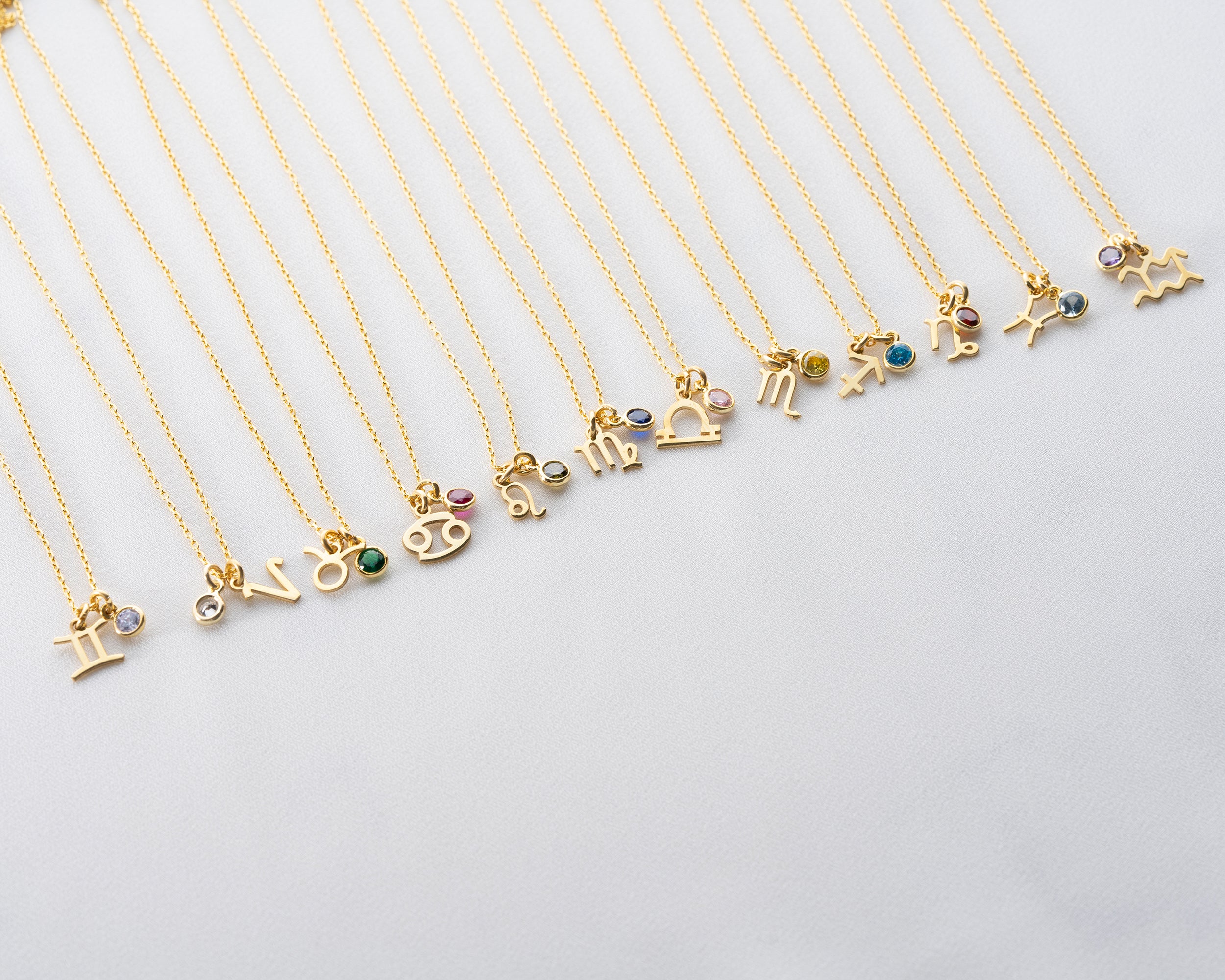 Zodiac Sign and Birthstone Necklace
