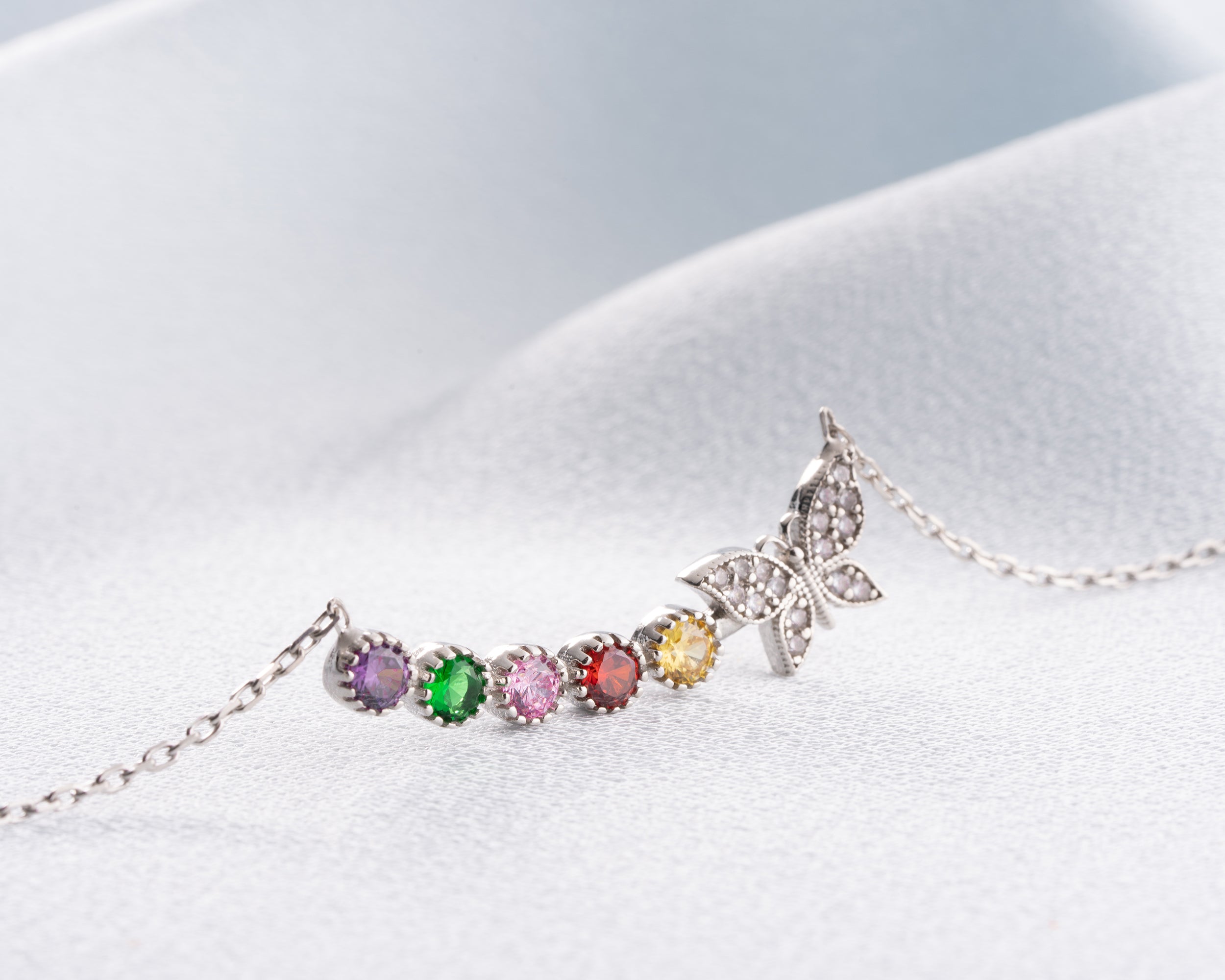 Butterfly Family Birthstone Necklace