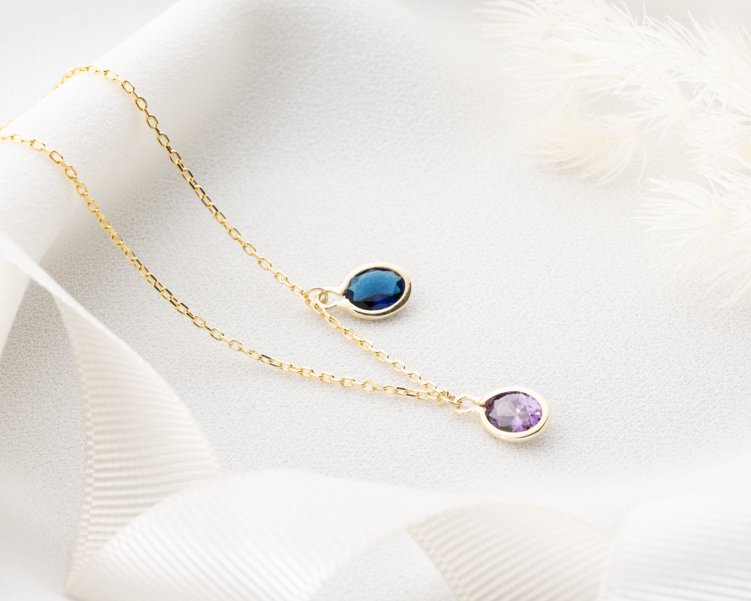 Layered Oval Birthstone Necklace