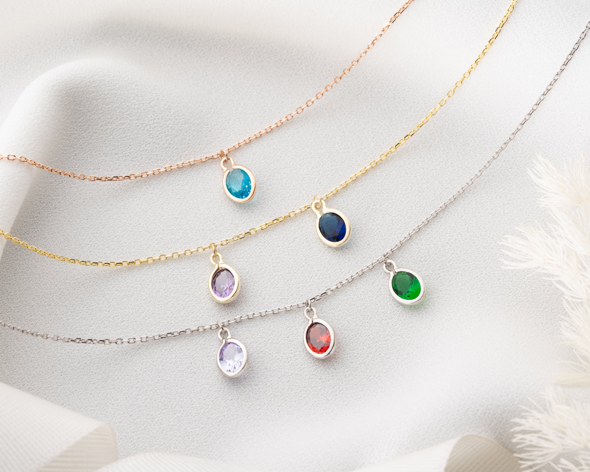 Layered Oval Birthstone Necklace
