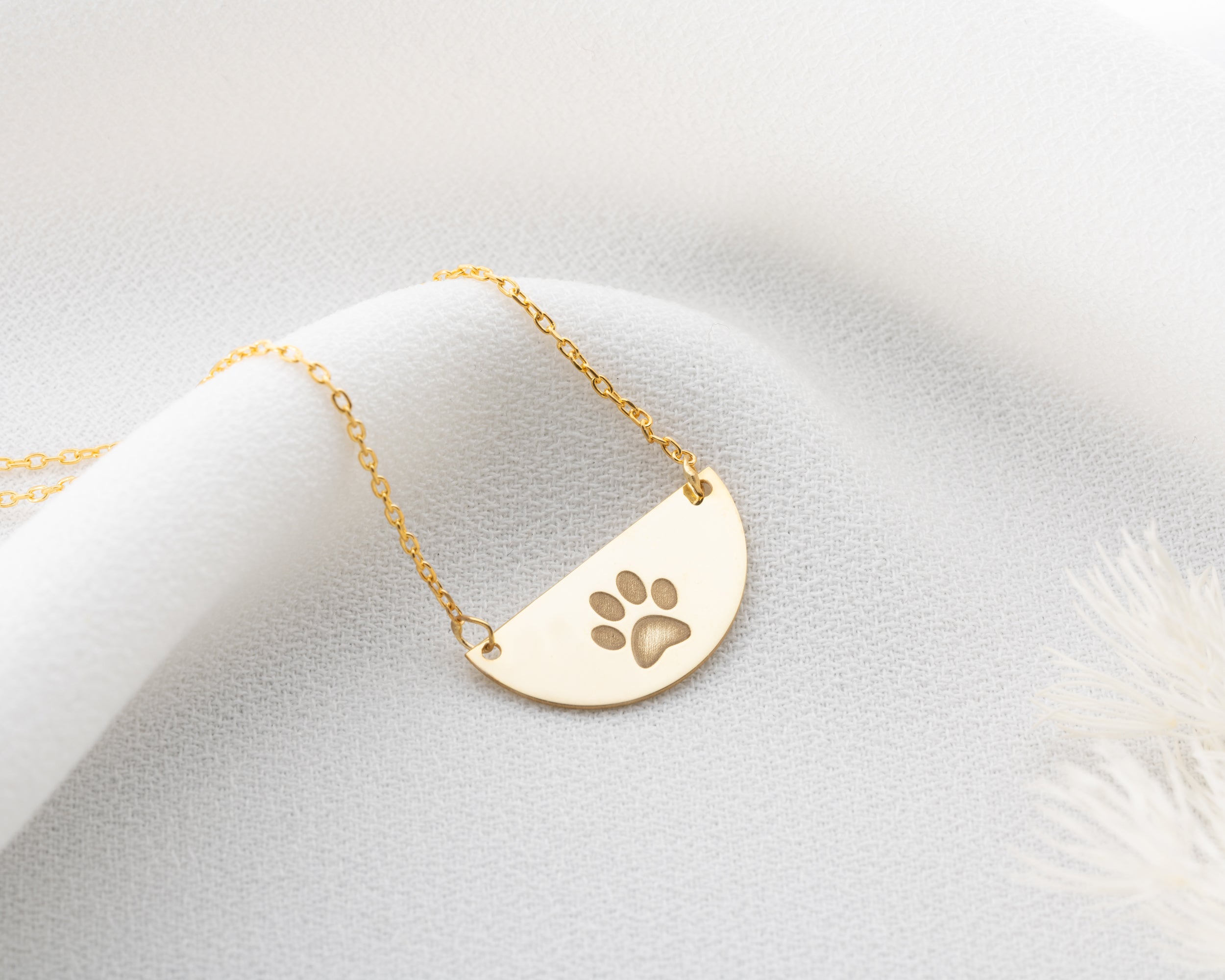 Custom Pet Name Paw Print Necklace
