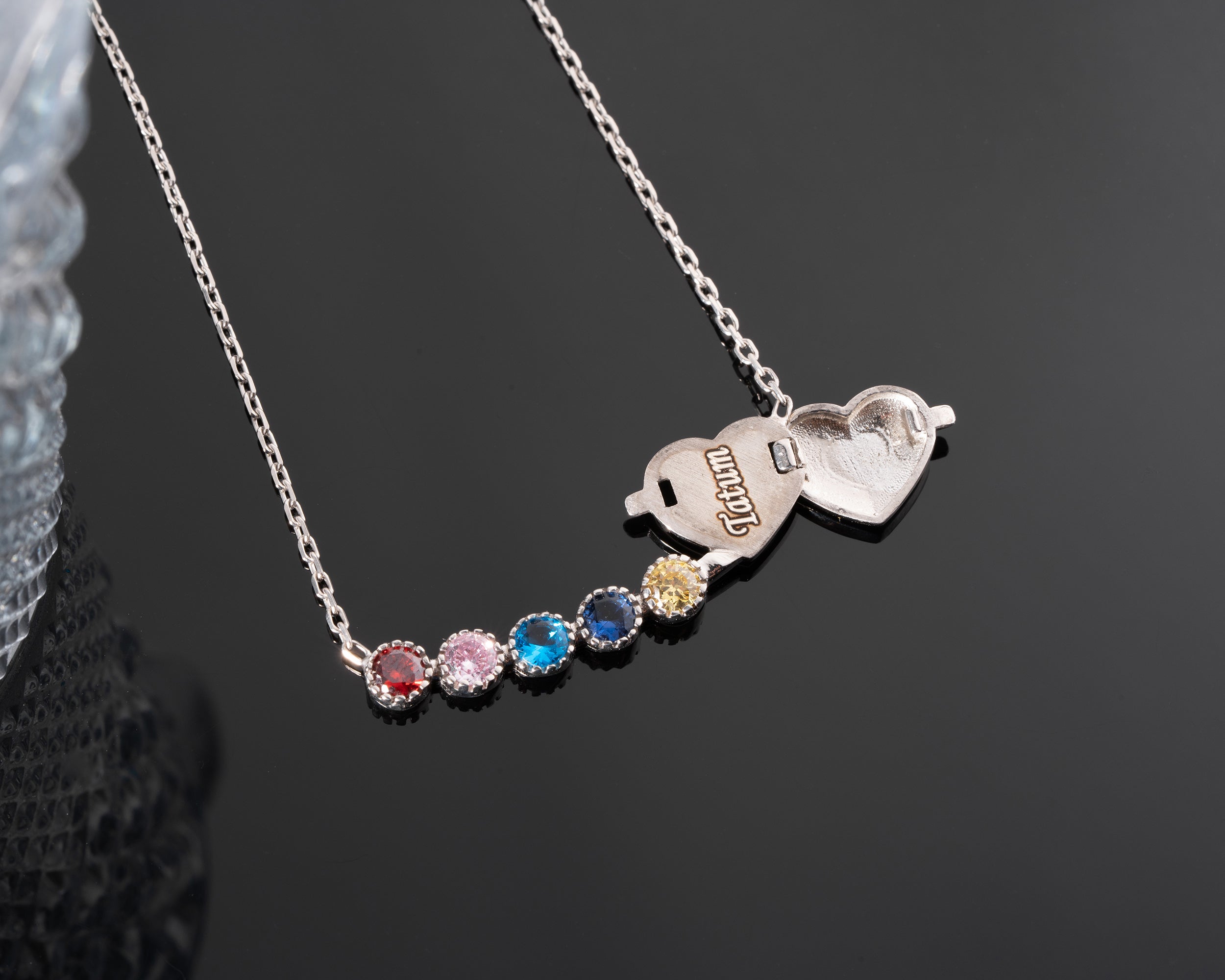 Custom Initial Heart Family Birthstone Necklace