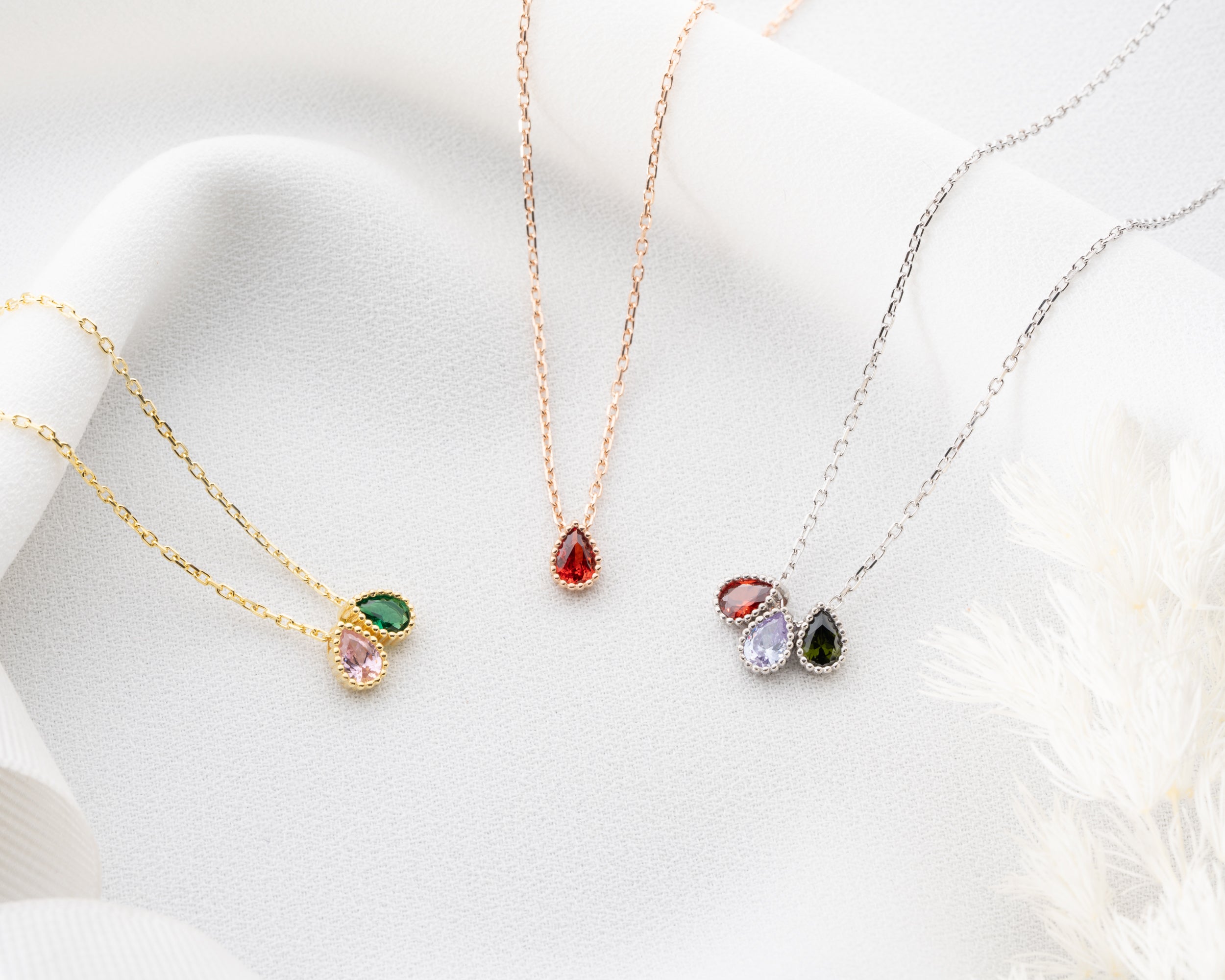 Marquise Cluster Family Birthstone Necklace