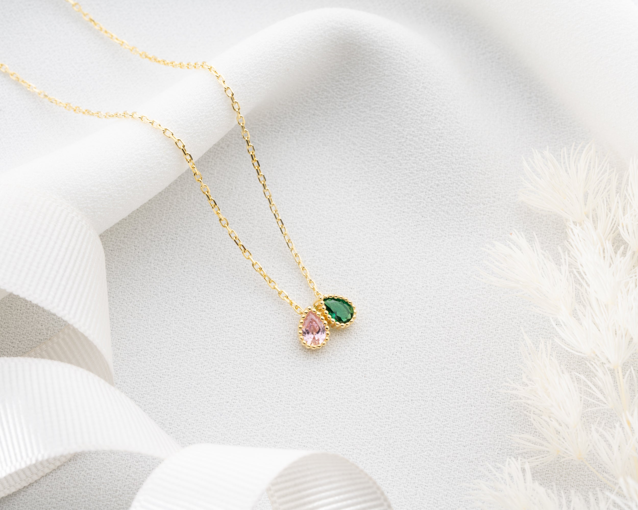 Marquise Cluster Family Birthstone Necklace