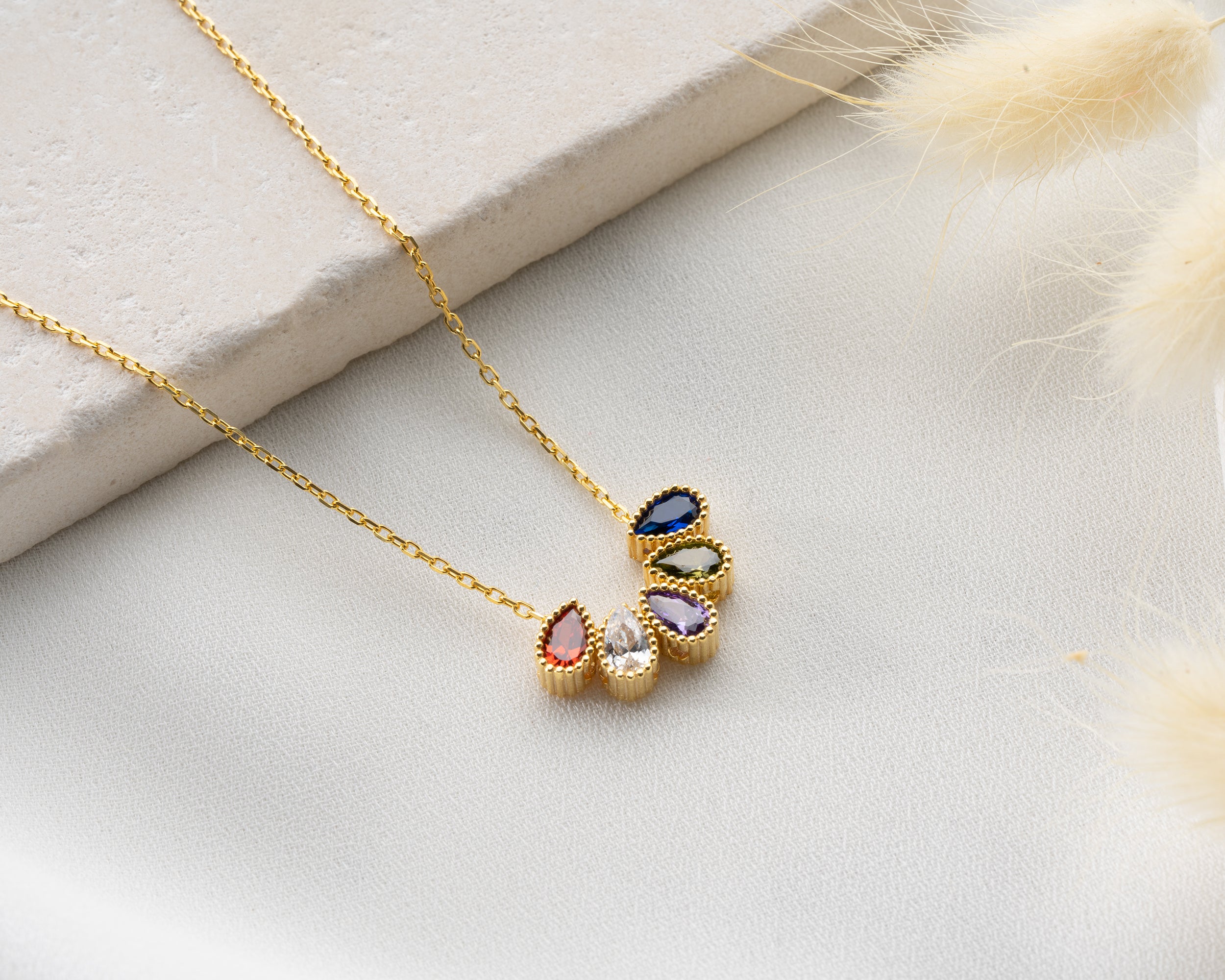 Custom Cluster Birthstone Family Necklace