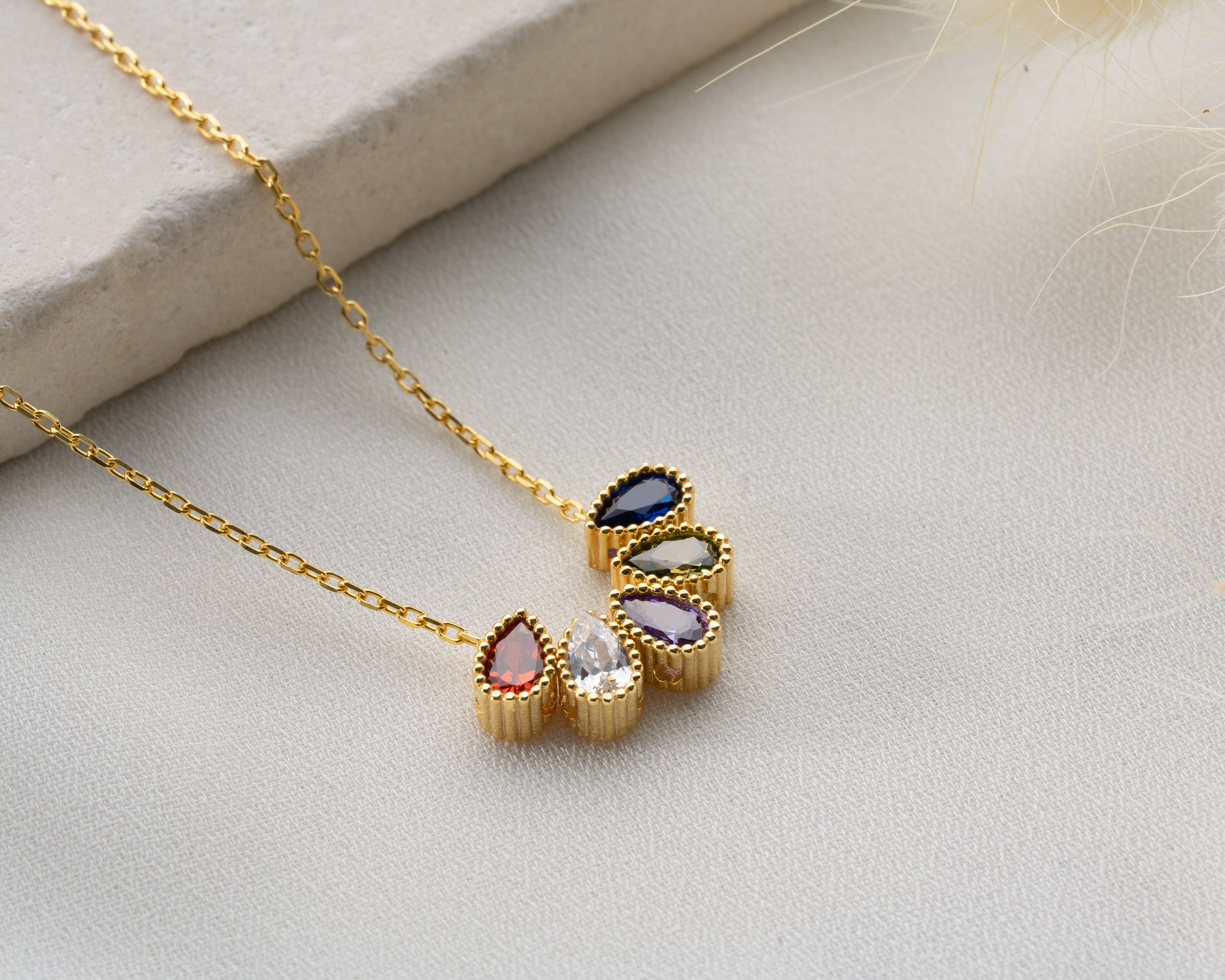 Custom Cluster Birthstone Family Necklace