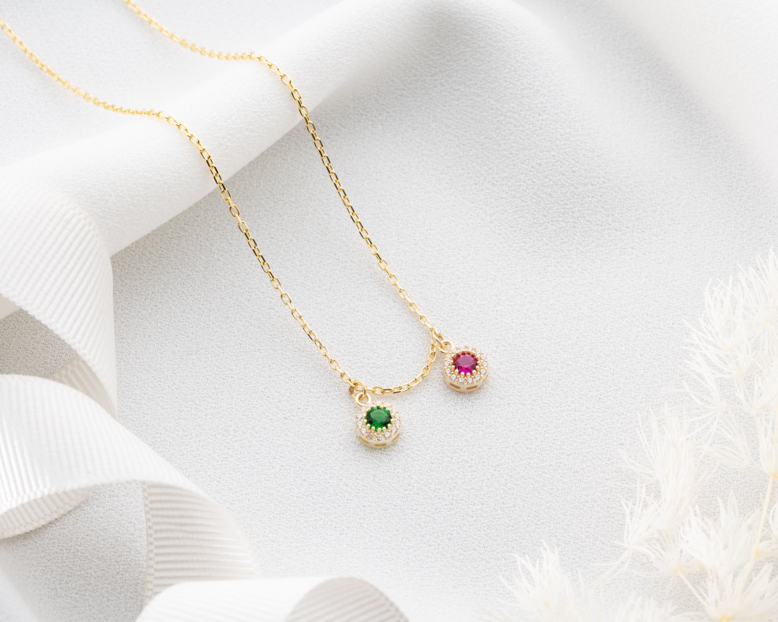 Custom Round Family Birthstone Necklace