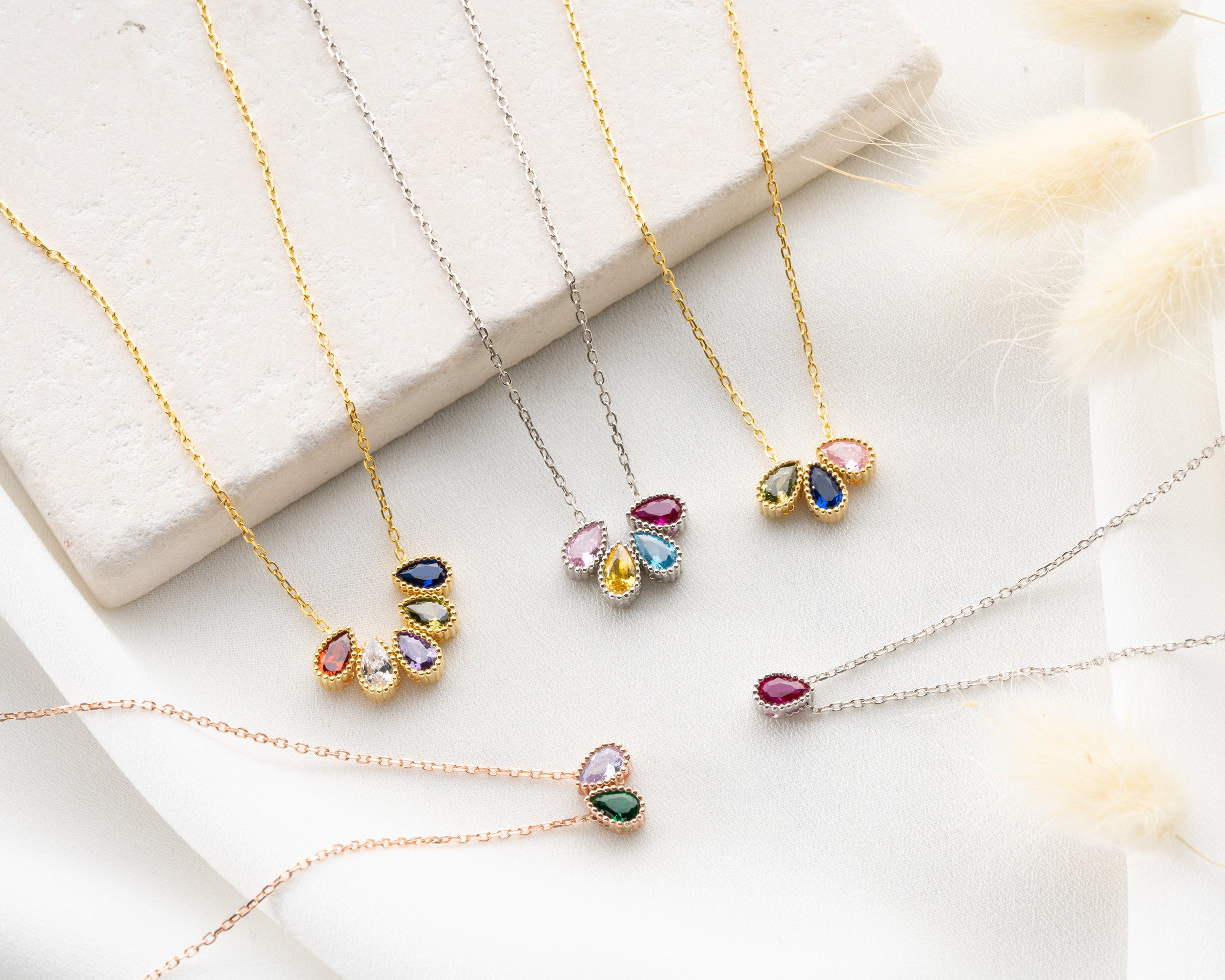 Custom Cluster Birthstone Family Necklace