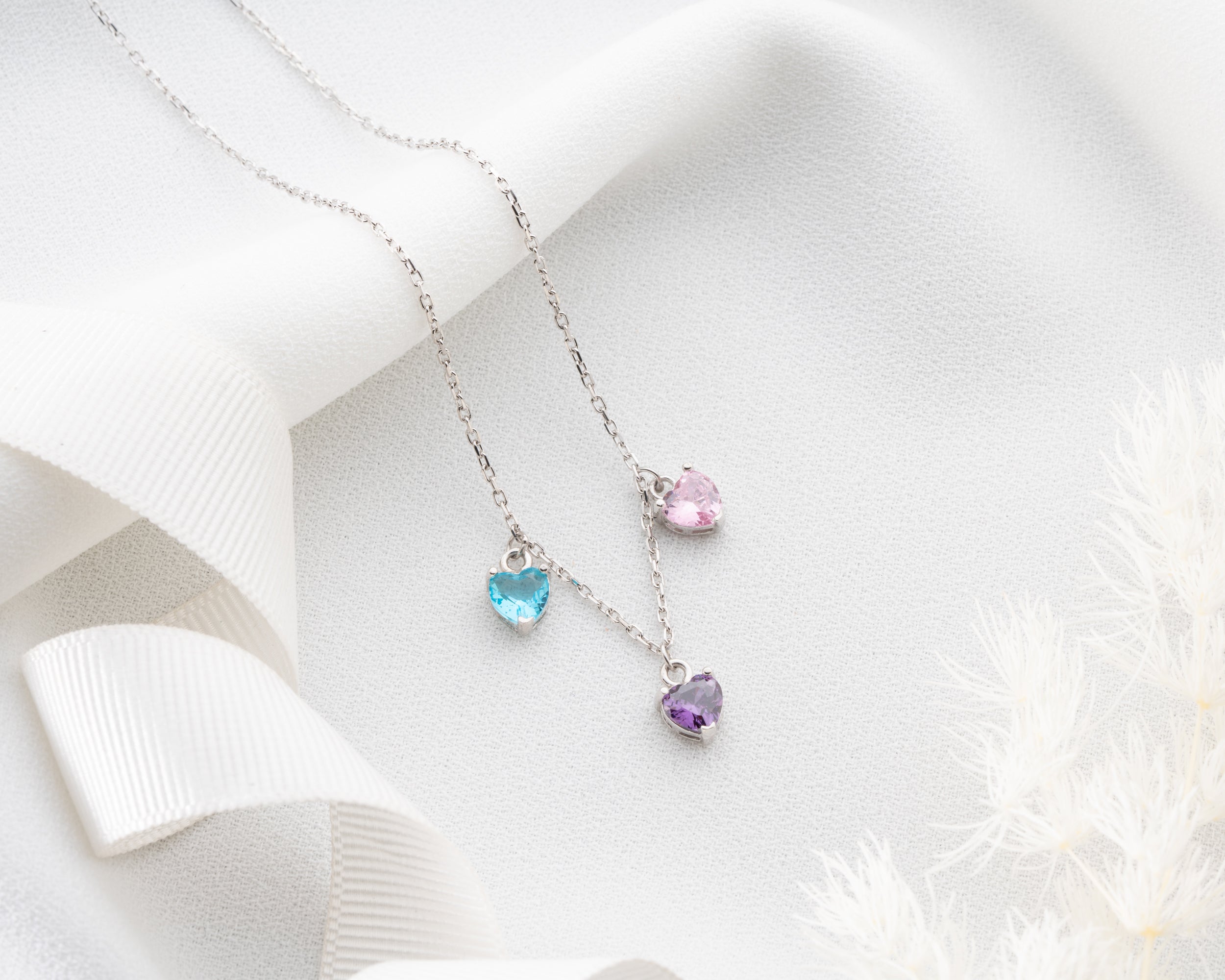 Custom Heart Birthstone Pendant Necklace