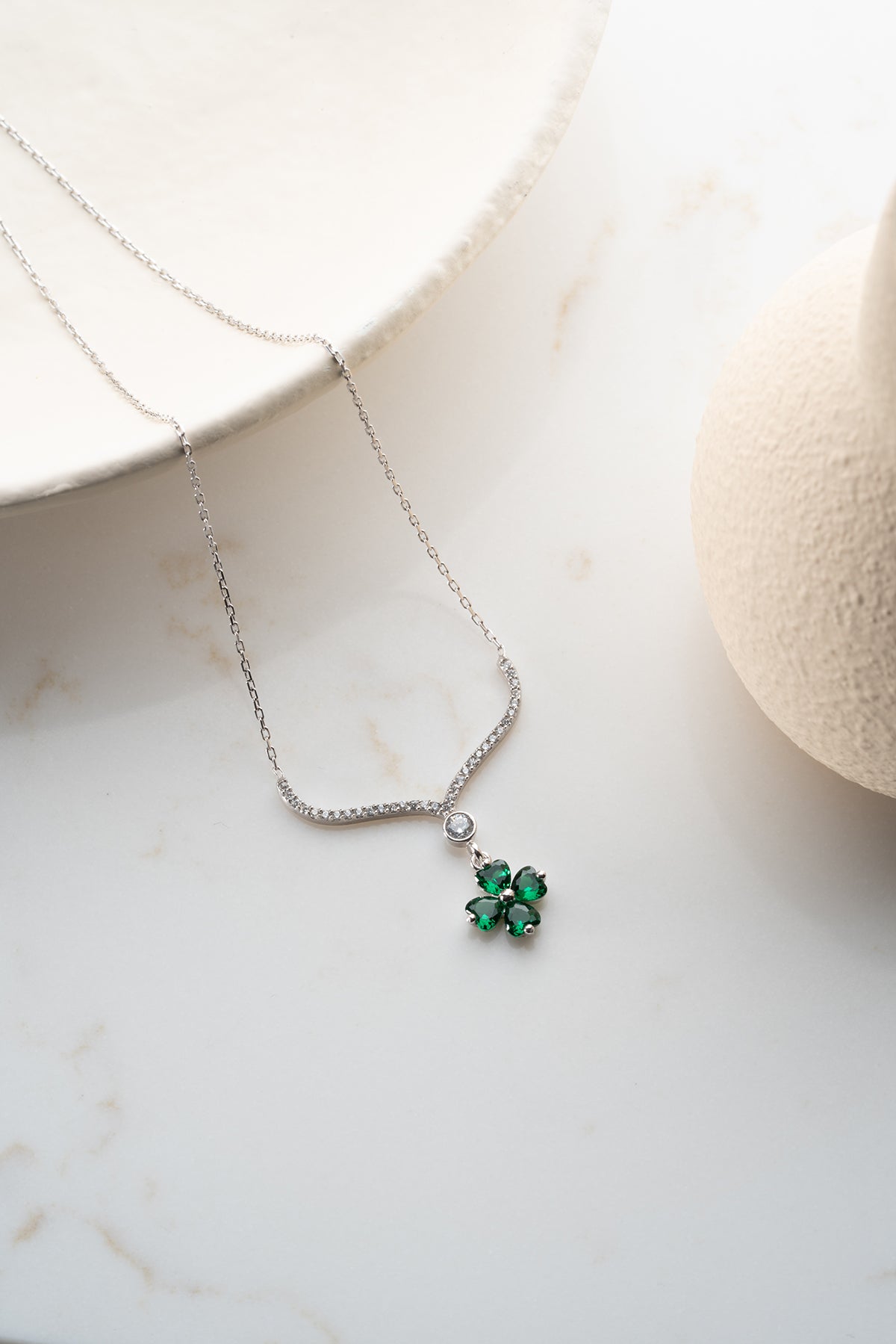 Emerald Four Leaf Clover Necklace