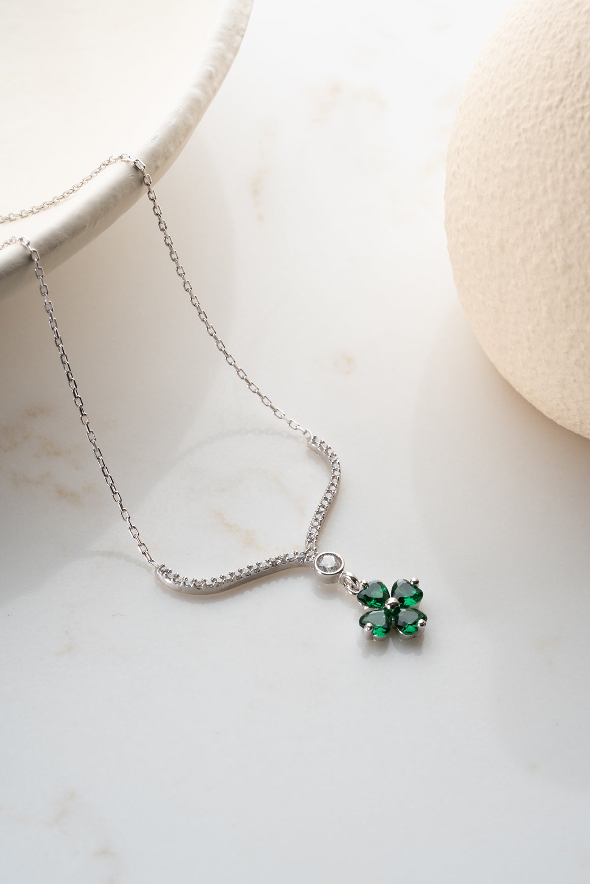 Emerald Four Leaf Clover Necklace