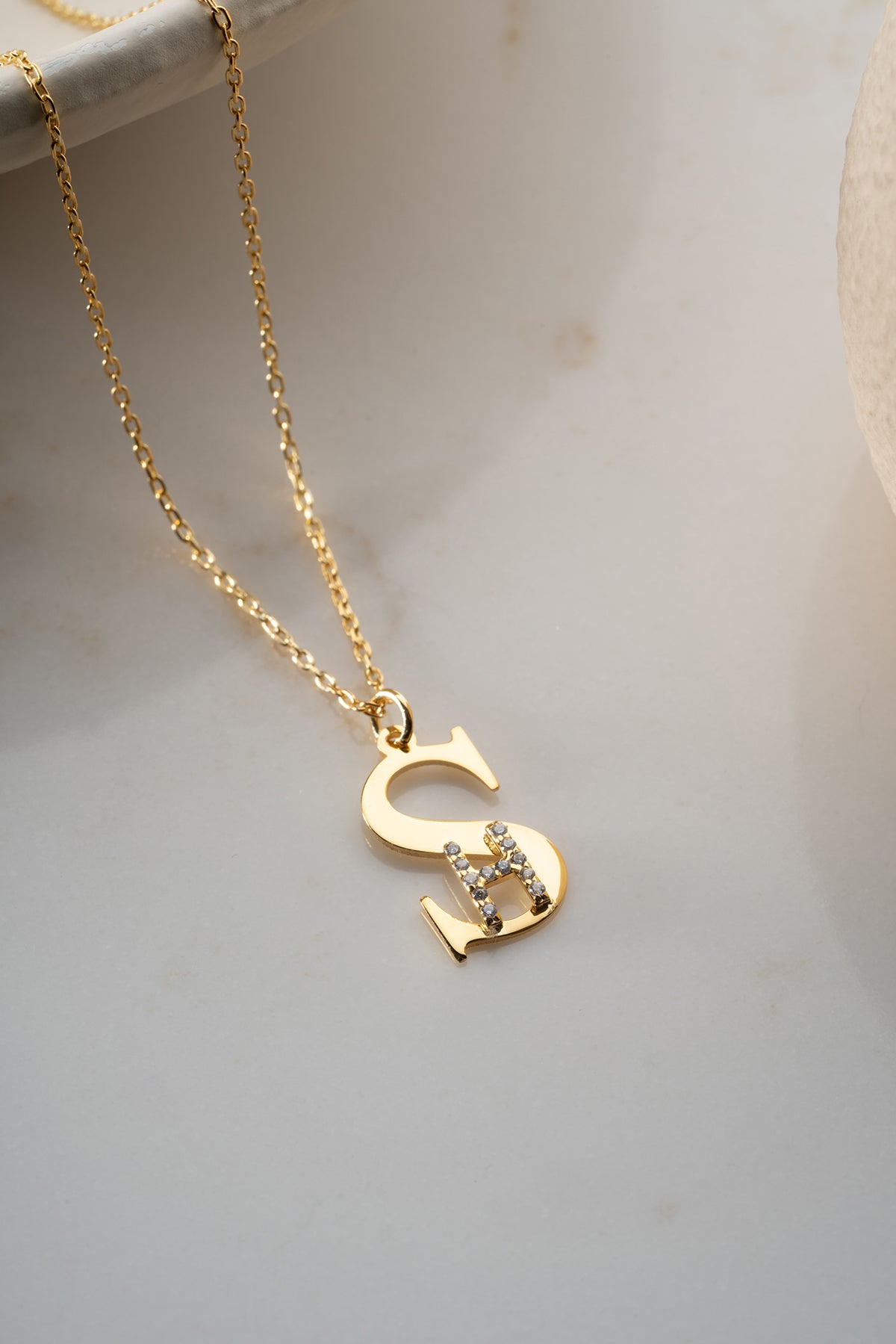 Custom Two Initial Pave Necklace