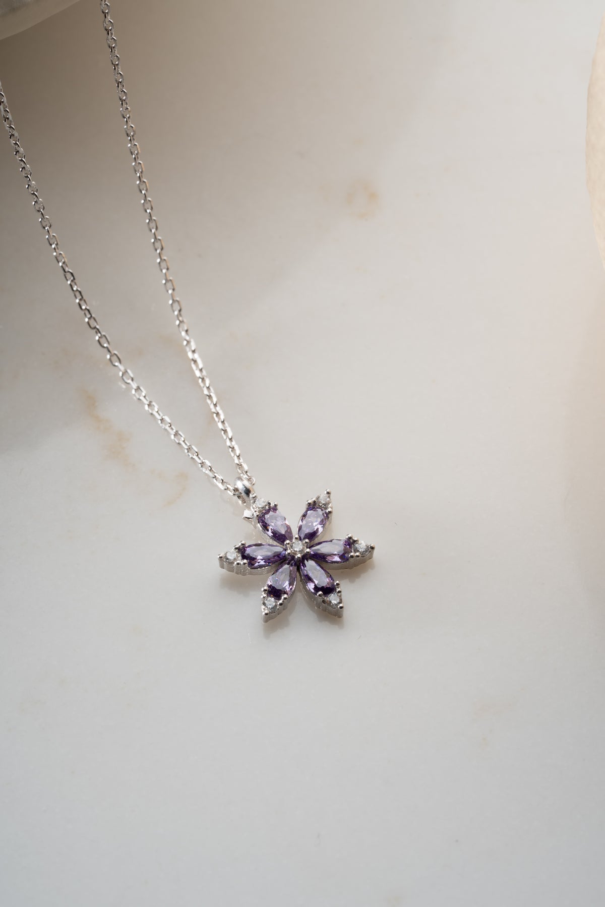 Amethyst Flower Pendant Necklace
