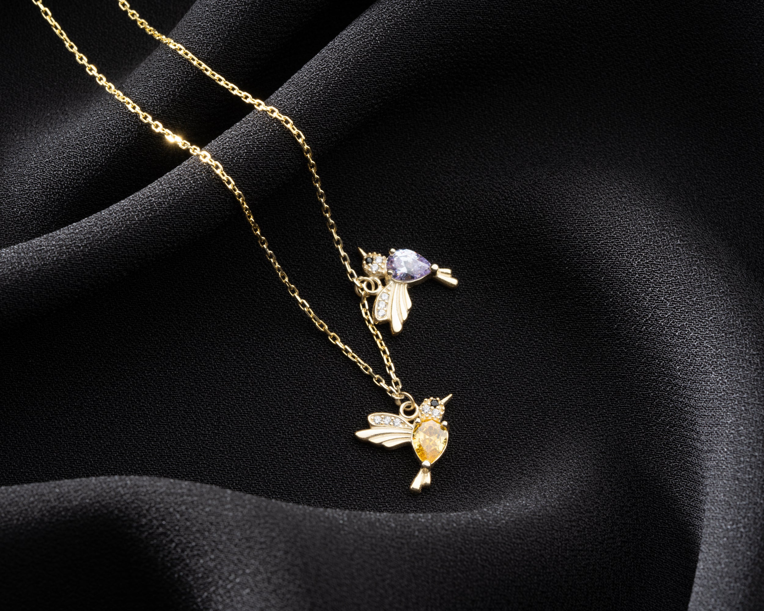 Custom Family Hummingbird Birthstone Necklace