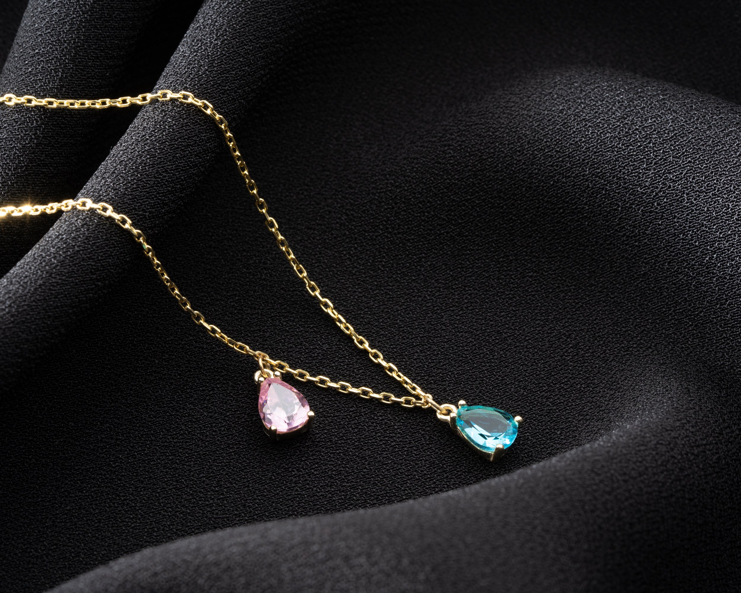 Custom Family Birthstone Dangle Necklace