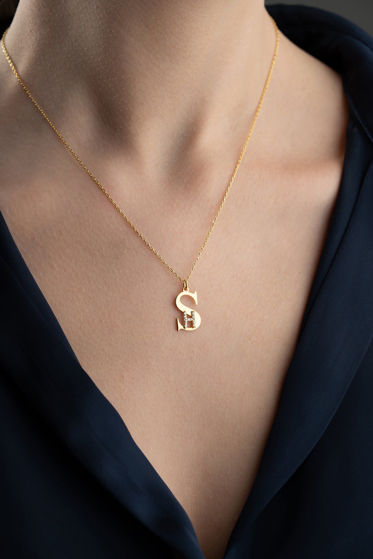 Custom Two Initial Pave Necklace
