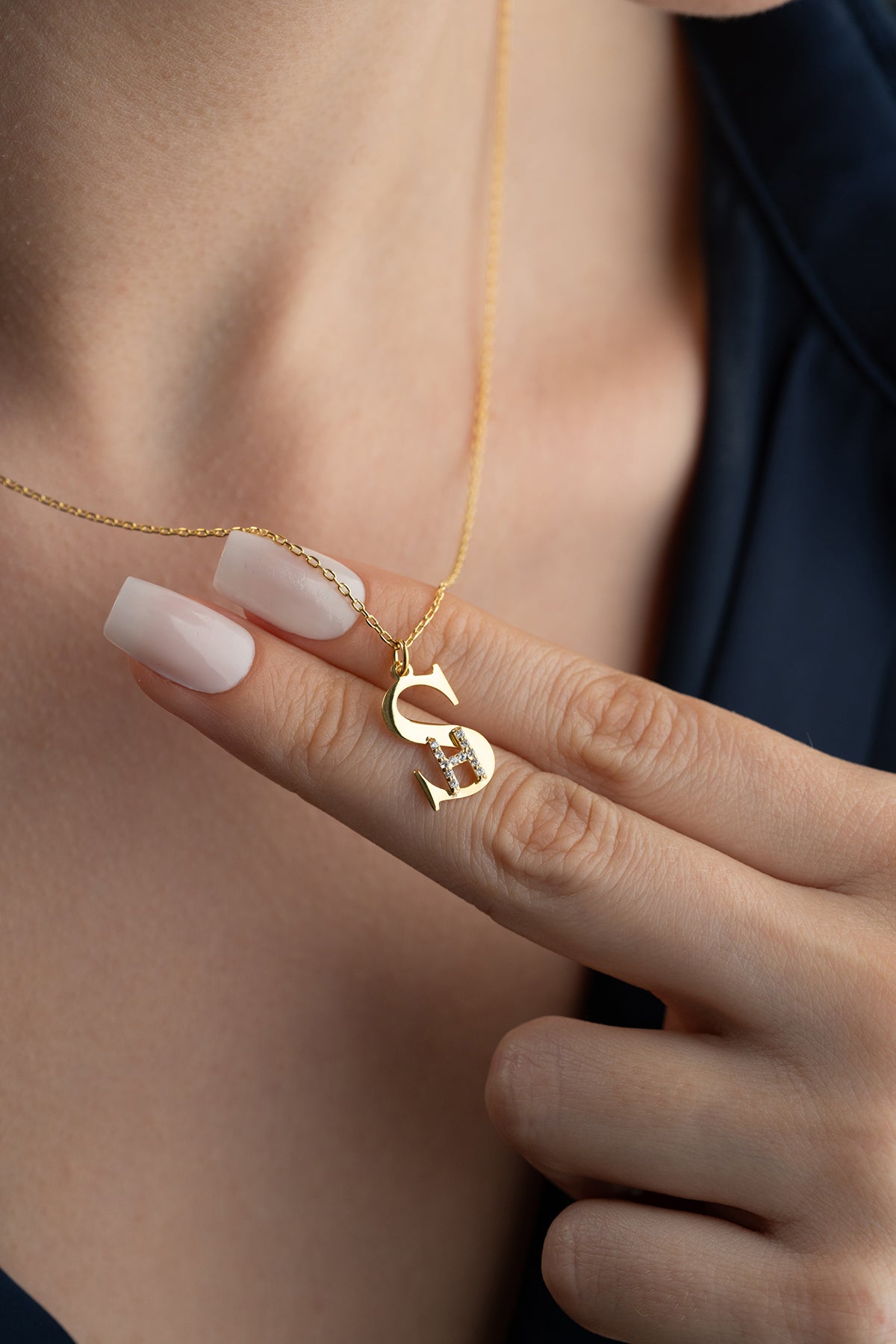 Custom Two Initial Pave Necklace
